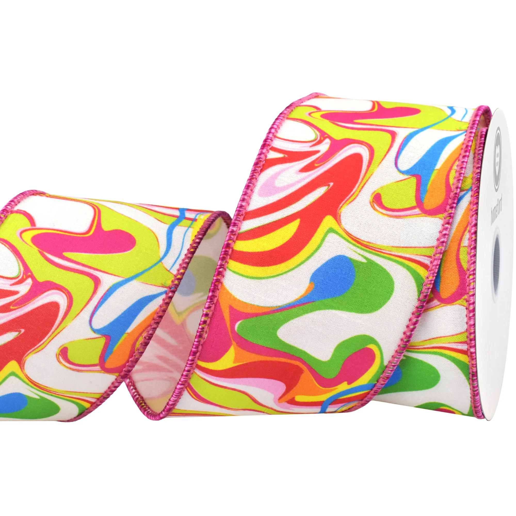 Abstract Bright Ink Mix Pattern Wired Ribbon, 2-1/2-inch, 10-yard - Image 2