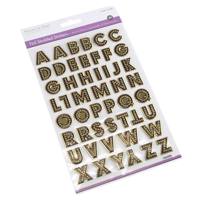 Alphabet Foil Studded Stickers 3D, 50-count - Image 2