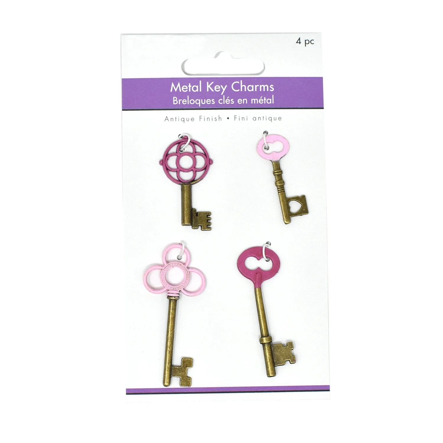 Antique Finish Metal Skeleton Key Charms, 4-Piece - Image 2