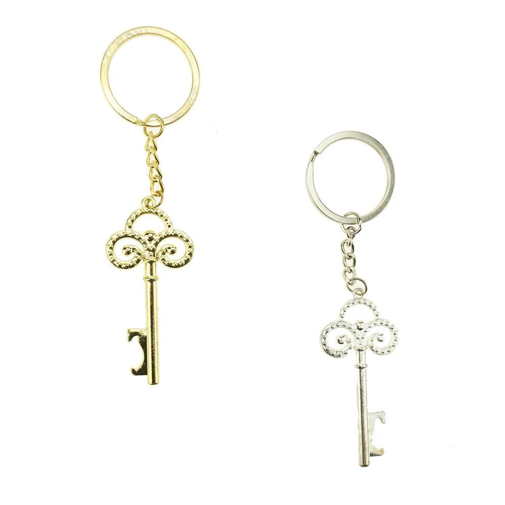 Antique Skeleton Key Wedding Key Chain Favor, 4-3/4-Inch, 12-Count