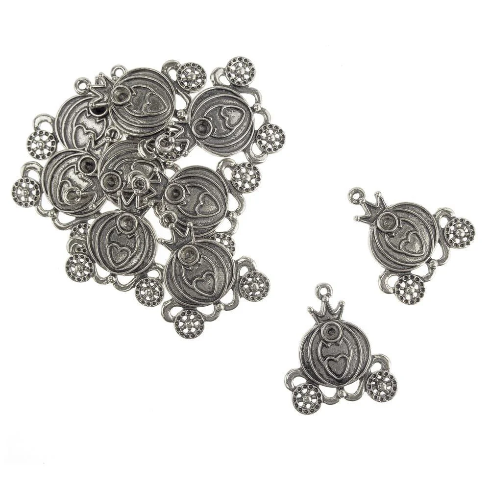 Antique Style Metal Princess Carriage Charms, 1-1/2-Inch, 10-Piece - Image 3