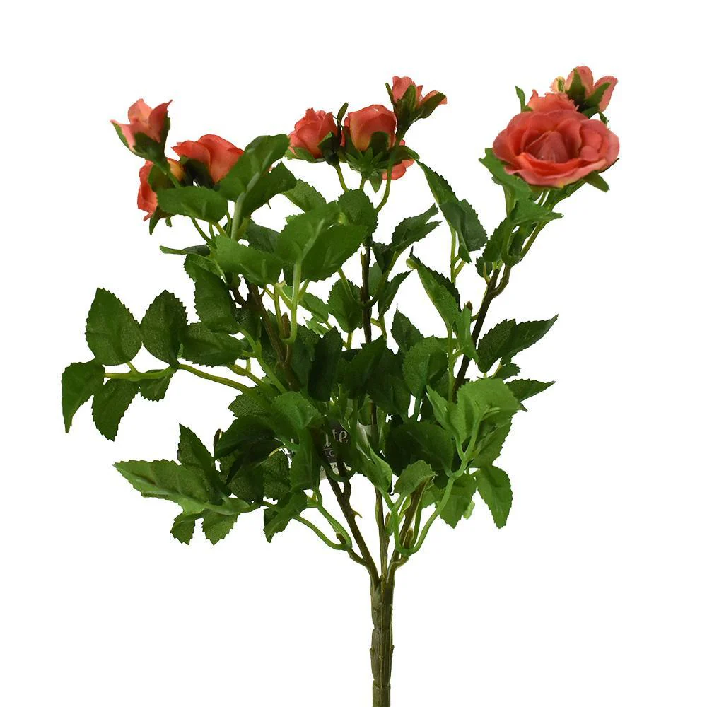Artificial Mini Rose Bush Spray, 10-Inch - Image 5