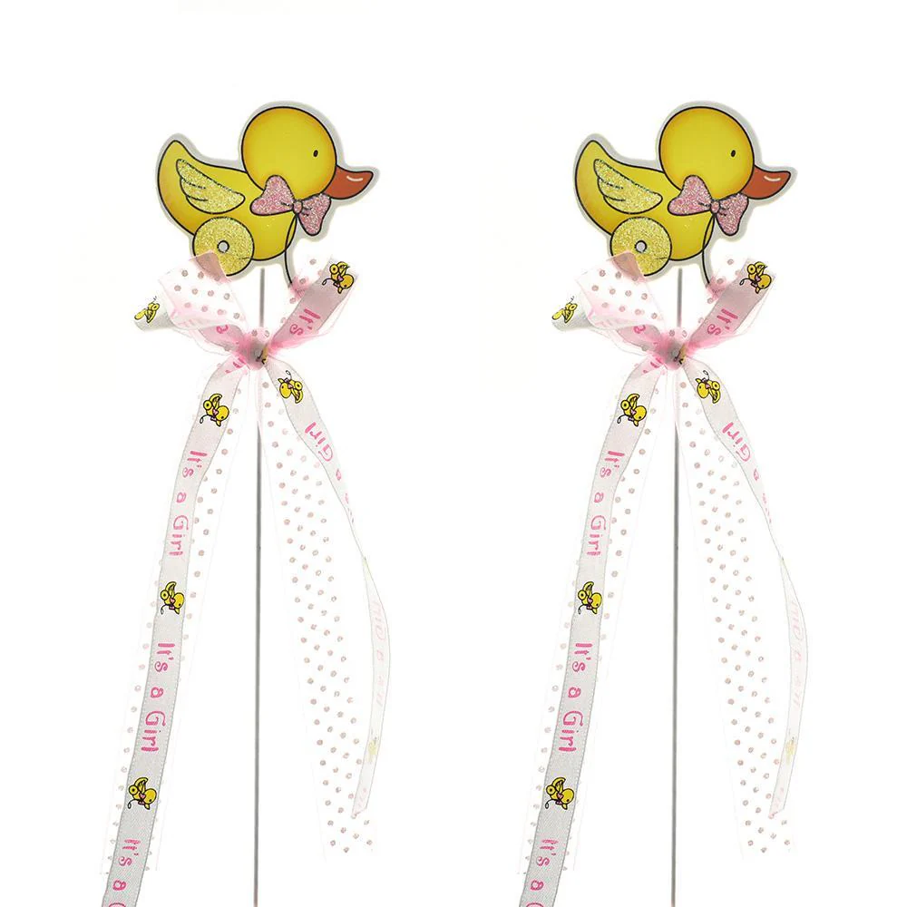 Baby Shower Rubber Ducky Pick With Bow, 10-1/4-Inch, 2-Count - Image 2