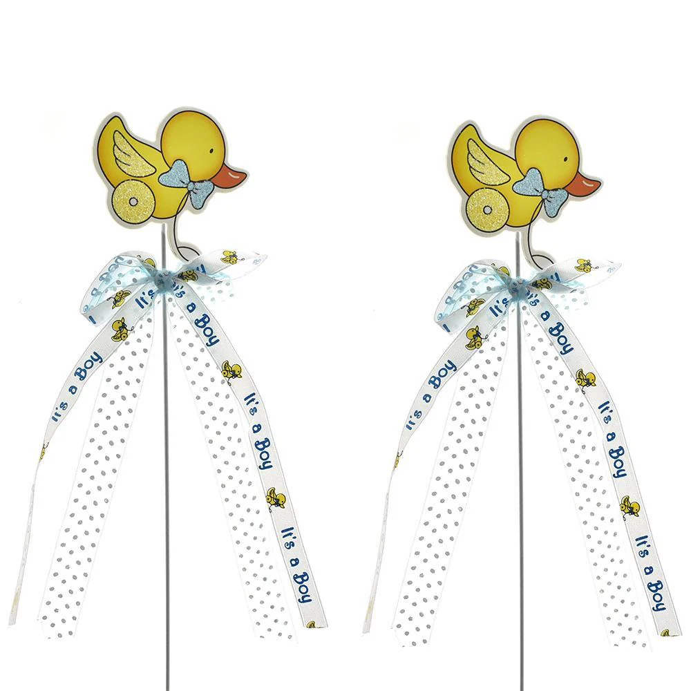 Baby Shower Rubber Ducky Pick With Bow, 10-1/4-Inch, 2-Count - Image 3