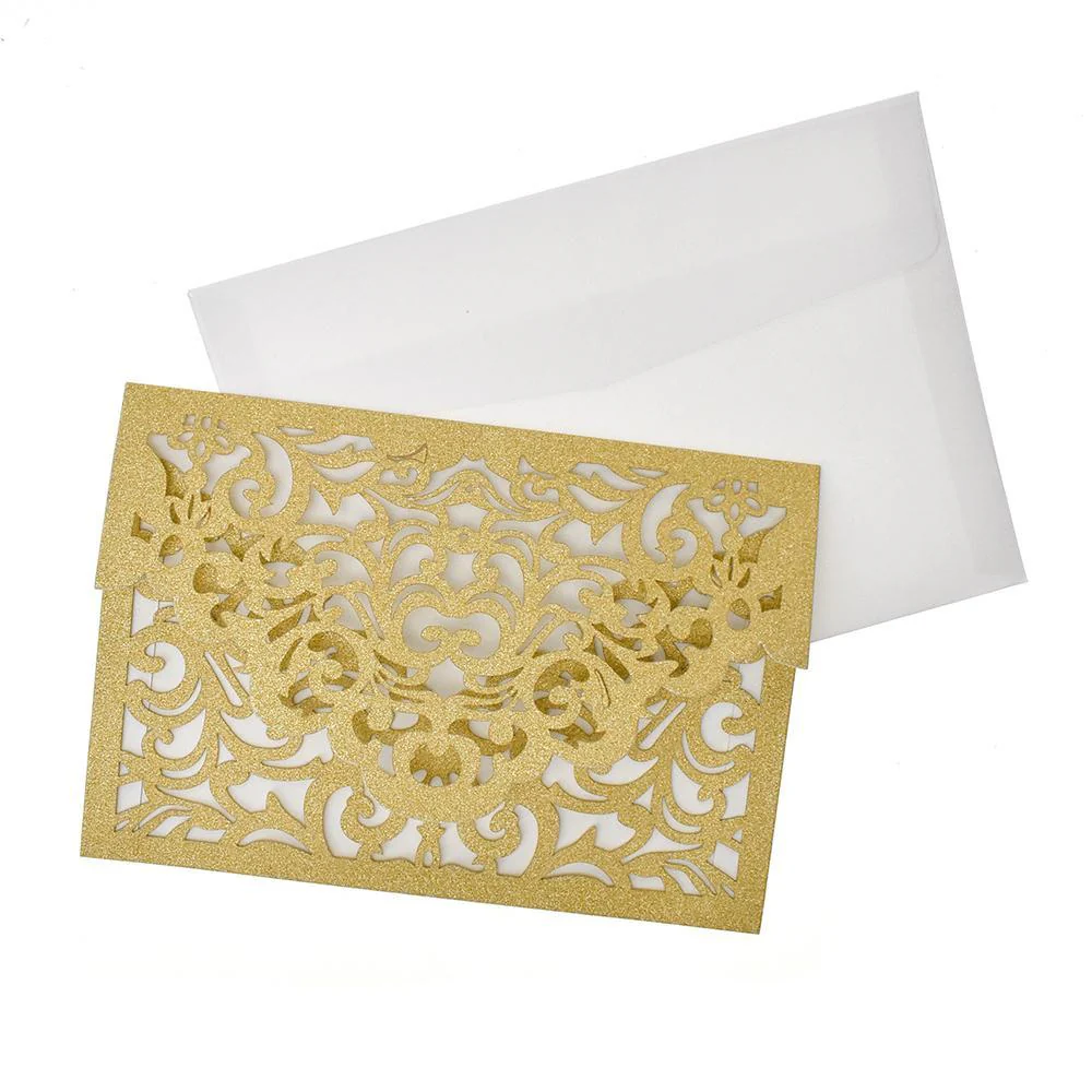 Baroque Glitter Laser Cut Invitations, 7-1/4-Inch, 8-Count - Image 2