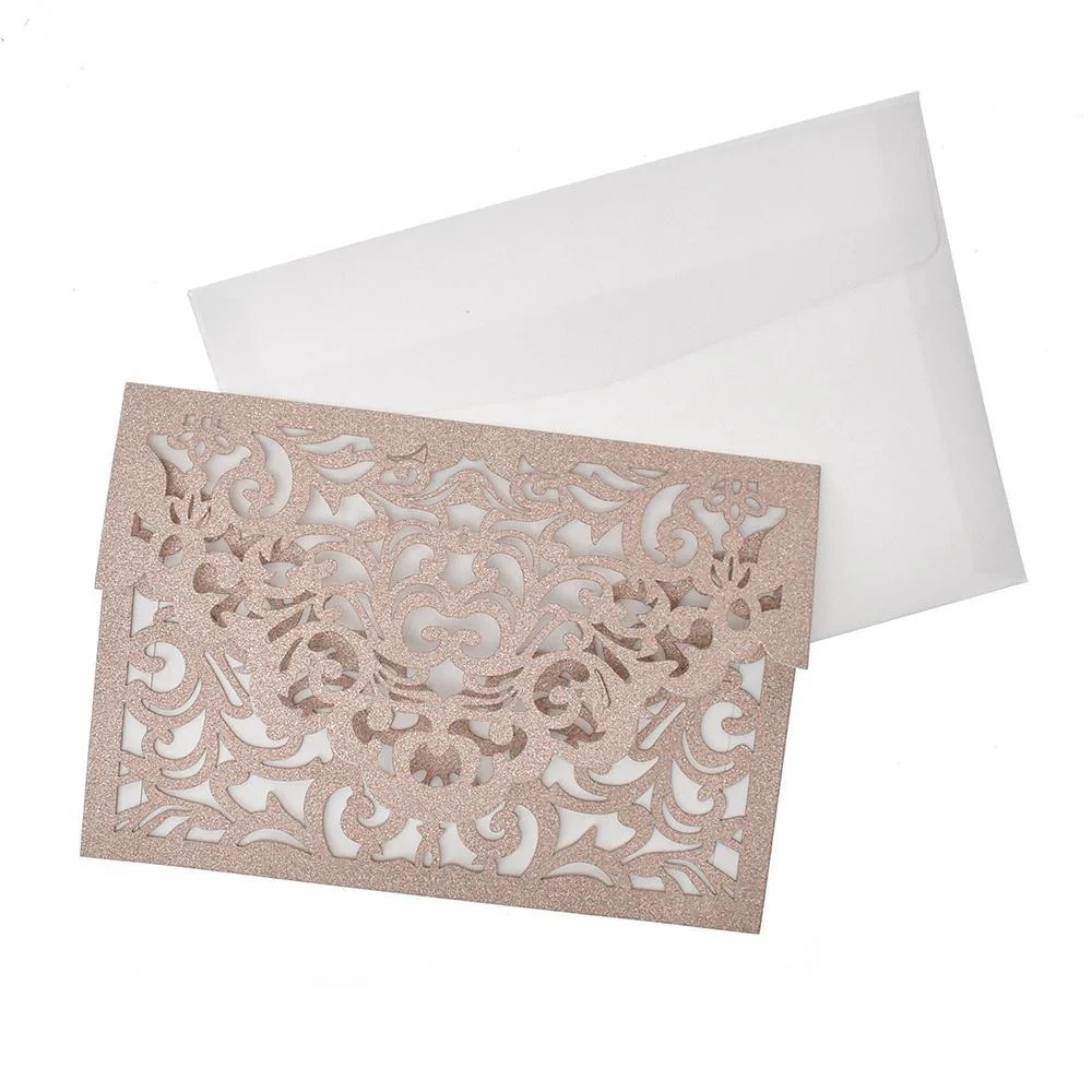 Baroque Glitter Laser Cut Invitations, 7-1/4-Inch, 8-Count - Image 5