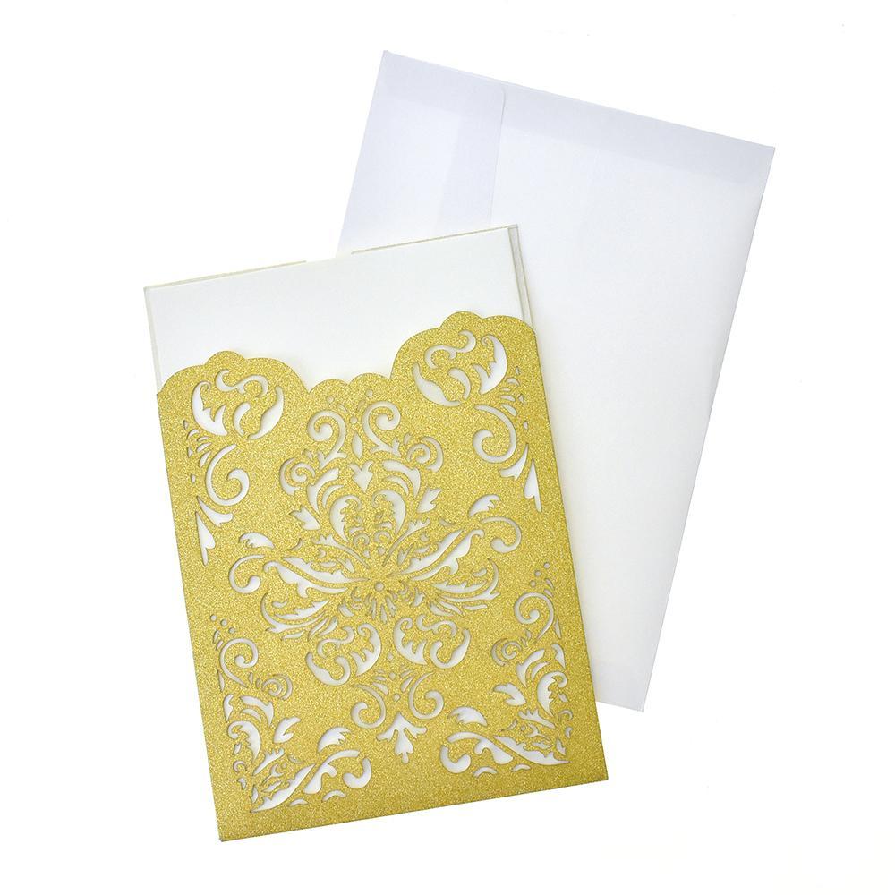 Blank Invitations Rectangle Laser Cut Design, 7-1/4-Inch, 8-Count - Image 2