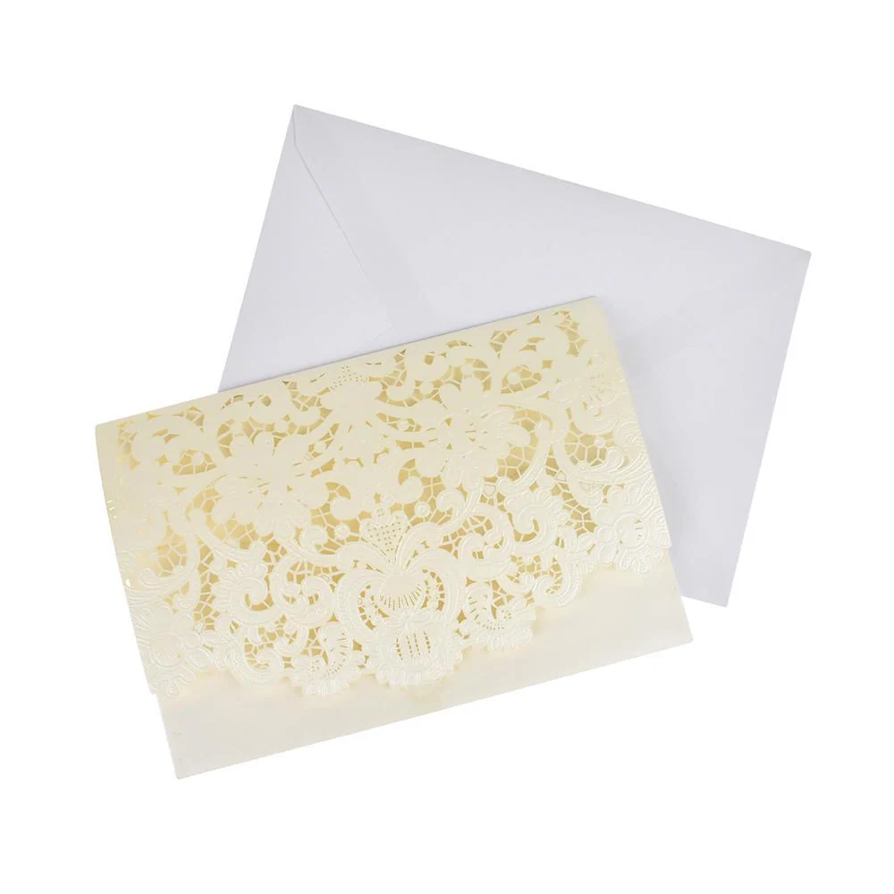 Blank Rectangular Scroll Lace Laser Cut Invitations, 7-1/2-Inch, 8-Piece - Image 4