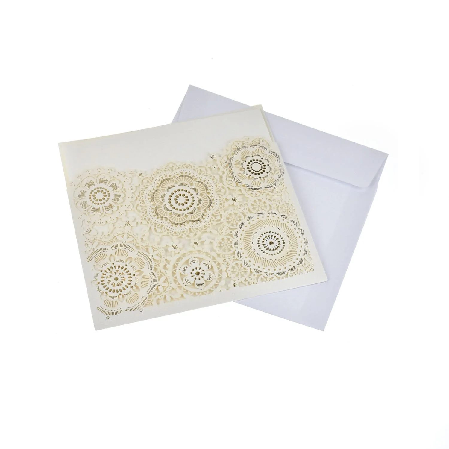 Blank Square Floral Mandala Lace Laser Cut Invitations, 6-1/4-Inch, 8-Piece - Image 4