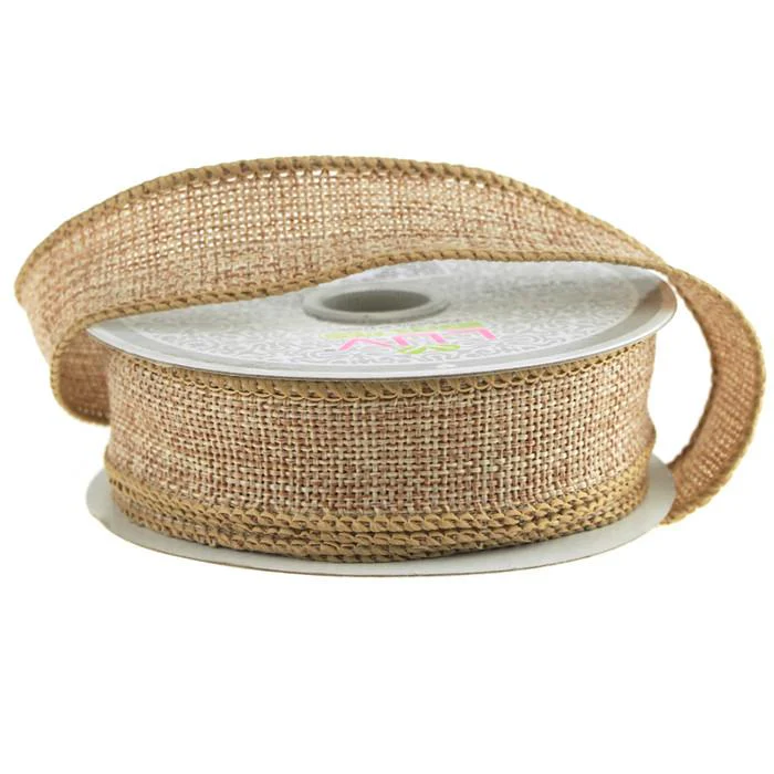 Faux Burlap Wired Edge Ribbon, 7/8-inch, 10-yard - Image 8