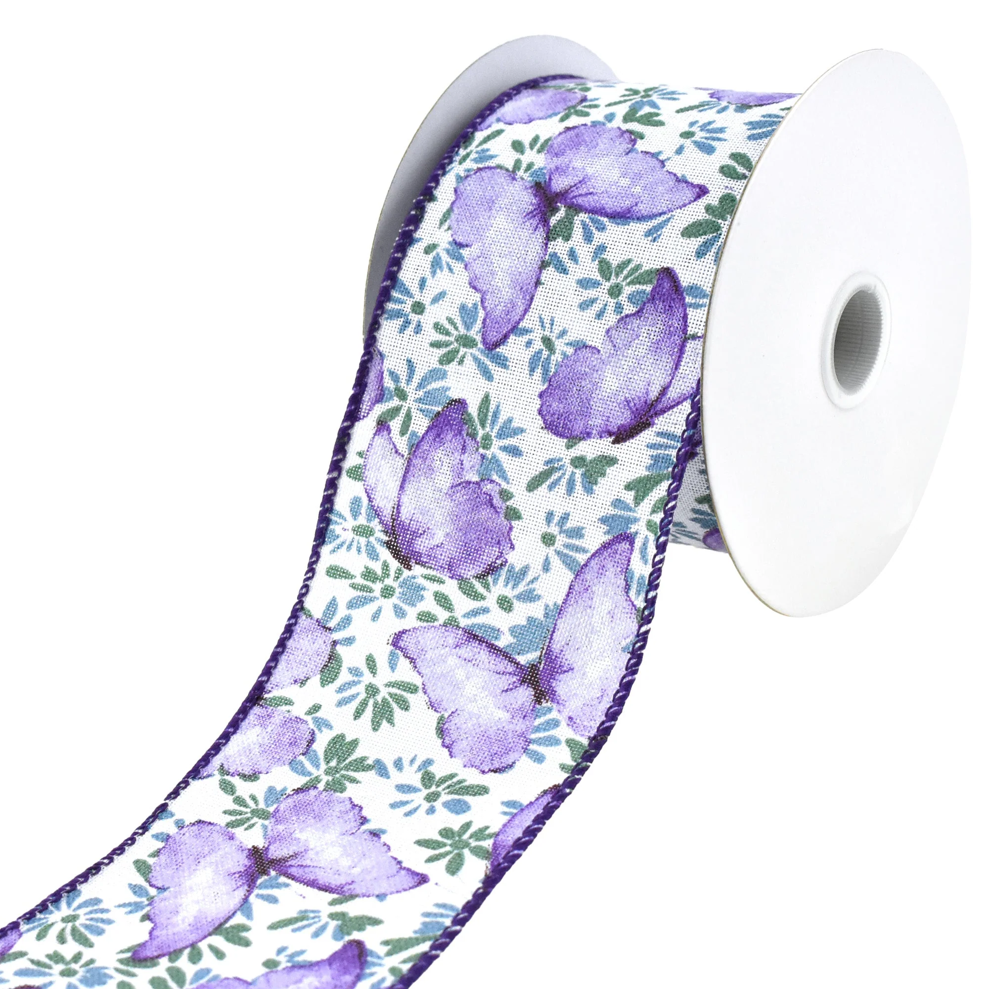 Butterflies and Flowers Linen Wired Edge Ribbon, 2-1/2-Inch, 10-Yard - Image 5