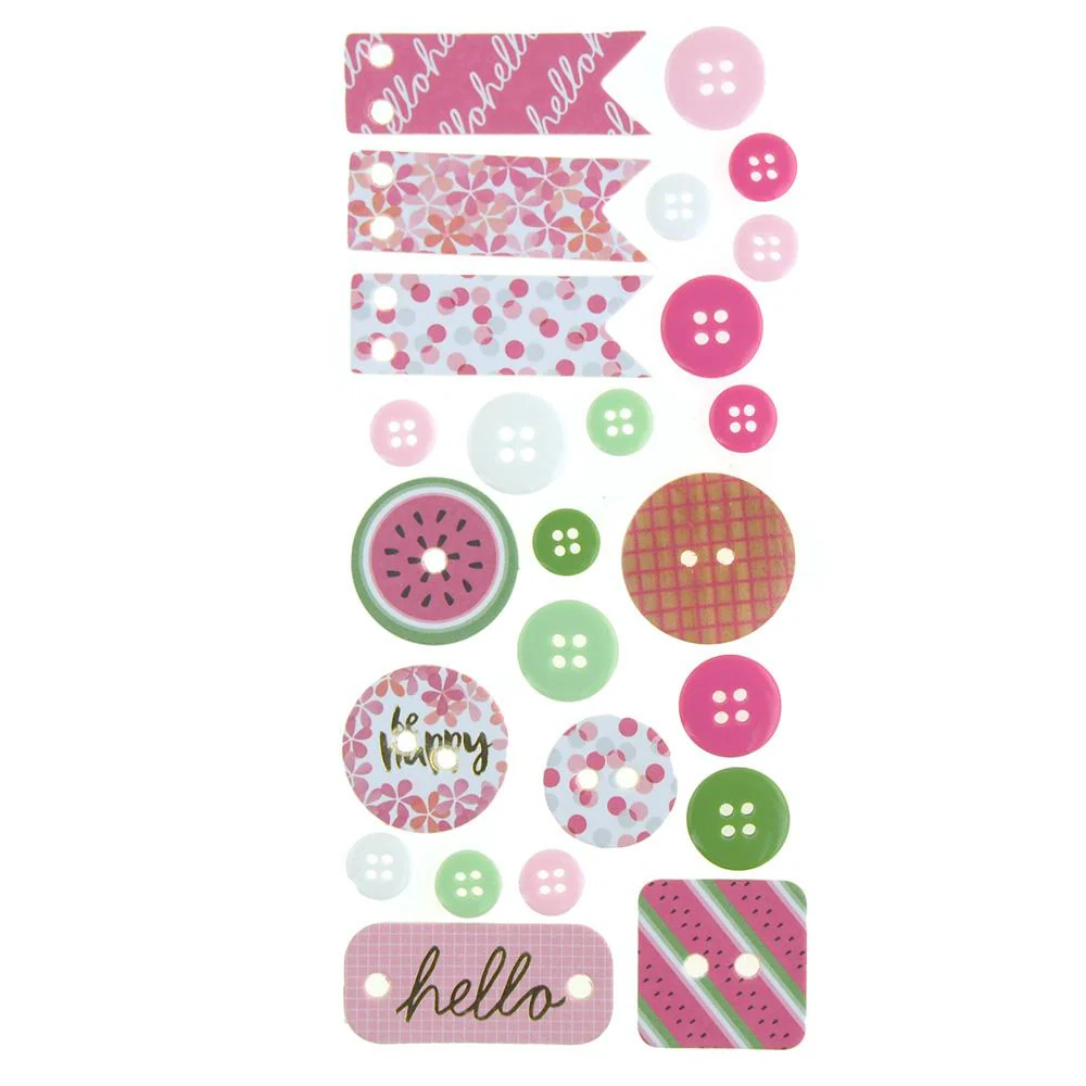 Button and Banner Scrapbooking Stickers, 22-Piece - Image 2