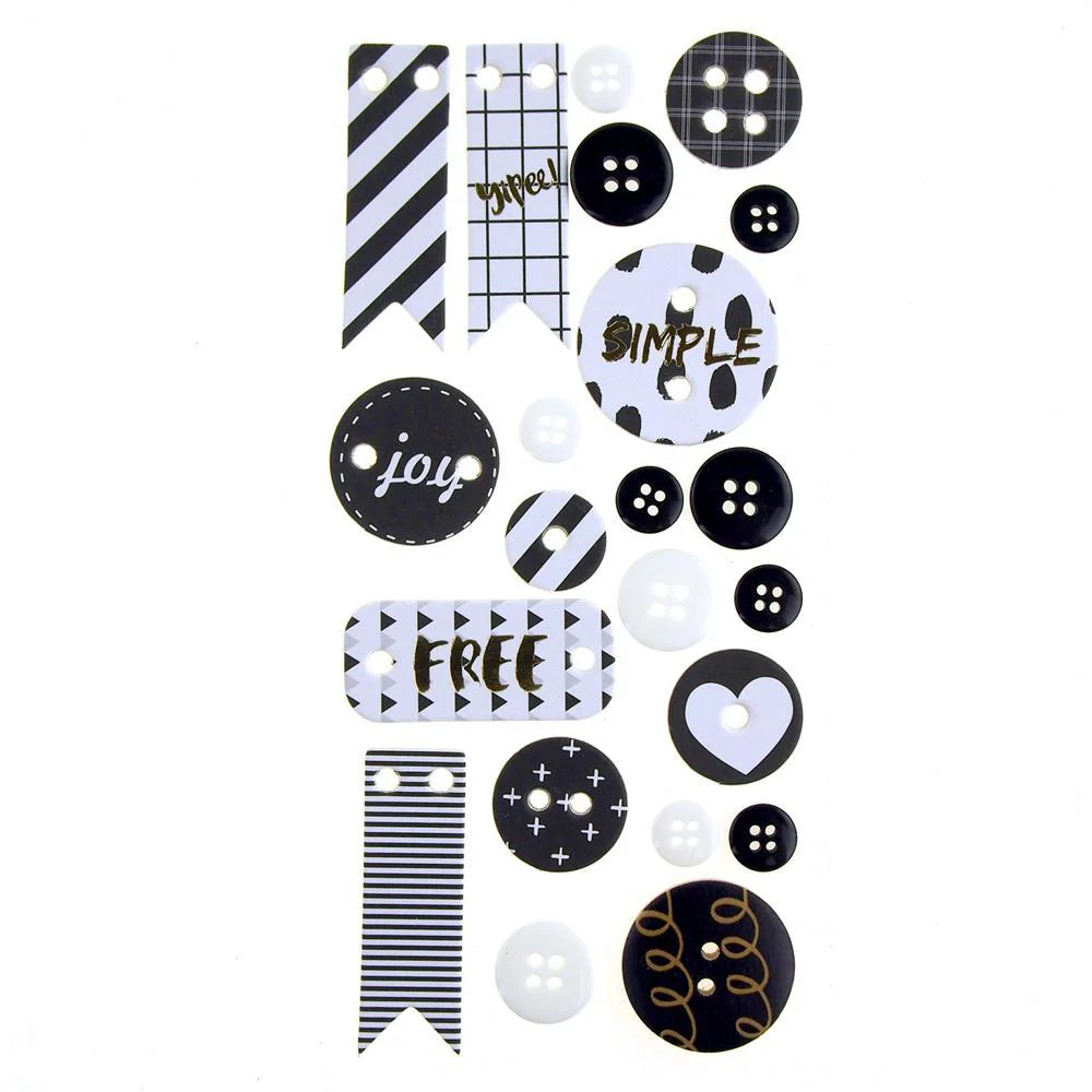 Button and Banner Scrapbooking Stickers, 22-Piece - Image 4
