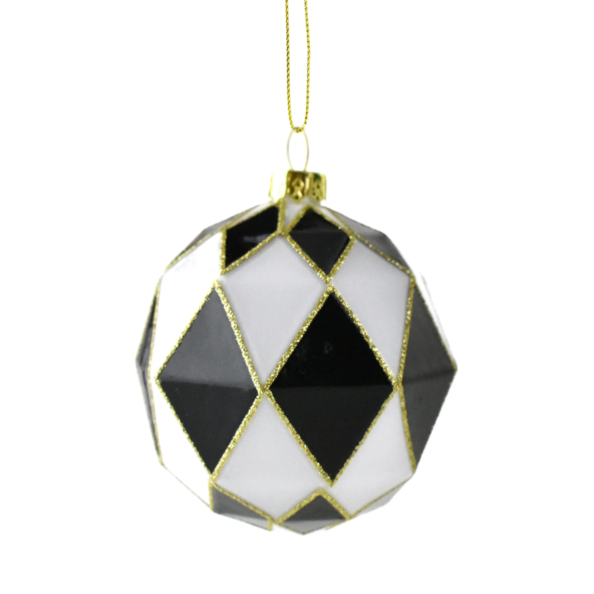 Checkered Diamond Finial Christmas Ornaments, 3-Inch, 3-Piece - Image 3