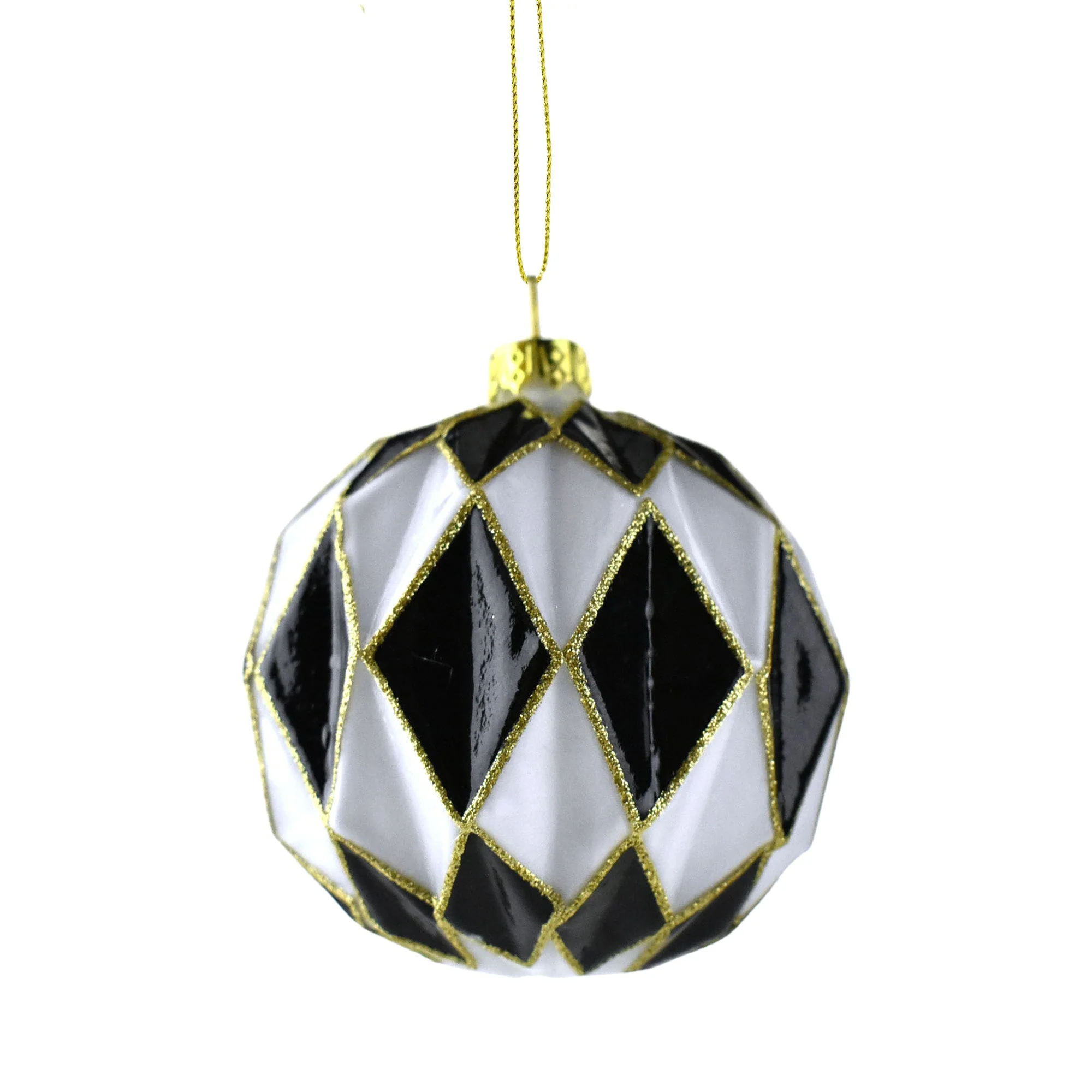 Checkered Diamond Finial Christmas Ornaments, 3-Inch, 3-Piece - Image 4