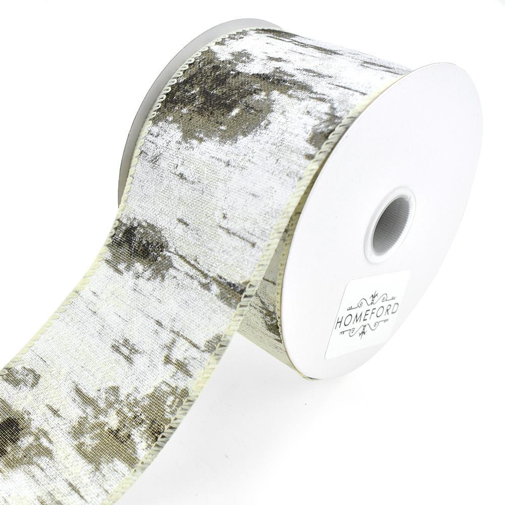Christmas Birch Tree Canvas Wired Ribbons - Image 2