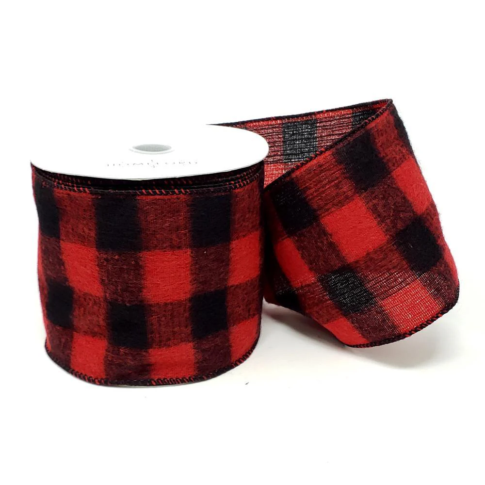 Christmas Buffalo Brushed Soft Wired Ribbon, 10-Yard - Image 7