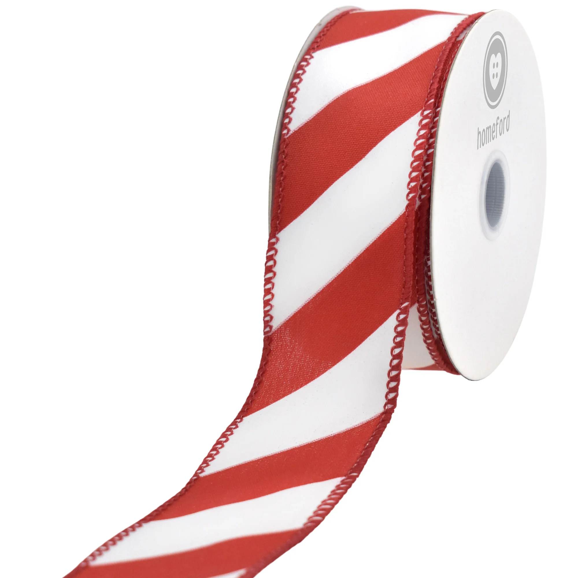 Christmas Candy Cane Glossy Stripe Wired Ribbon, 10-yard - Image 5