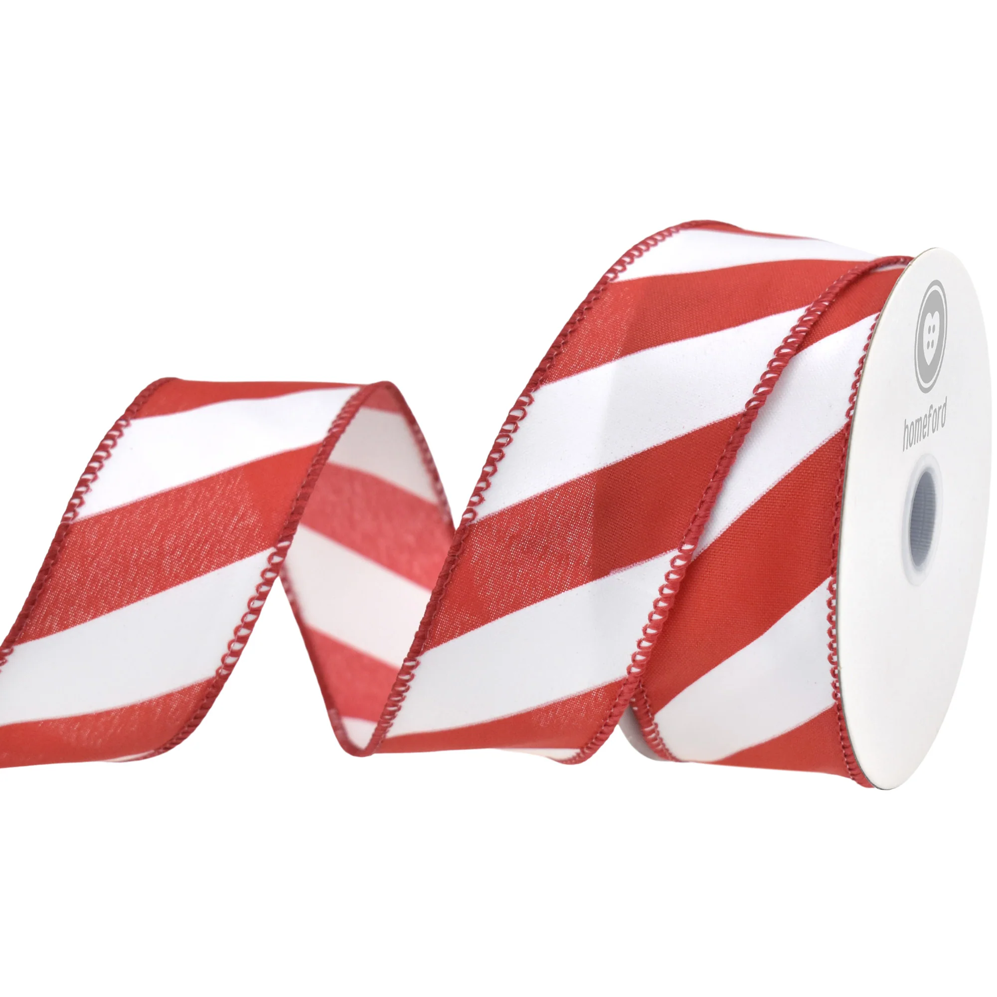 Christmas Candy Cane Glossy Stripe Wired Ribbon, 10-yard - Image 6