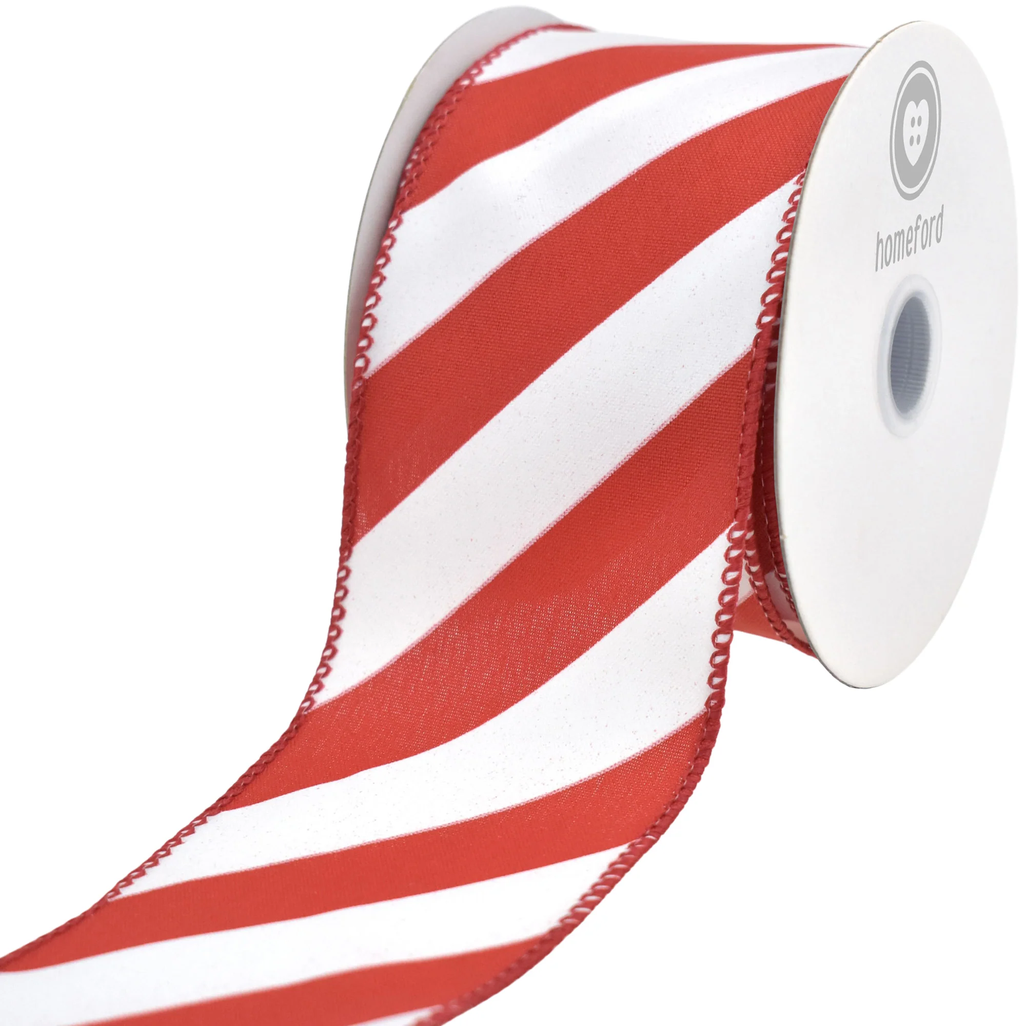 Christmas Candy Cane Glossy Stripe Wired Ribbon, 10-yard - Image 8