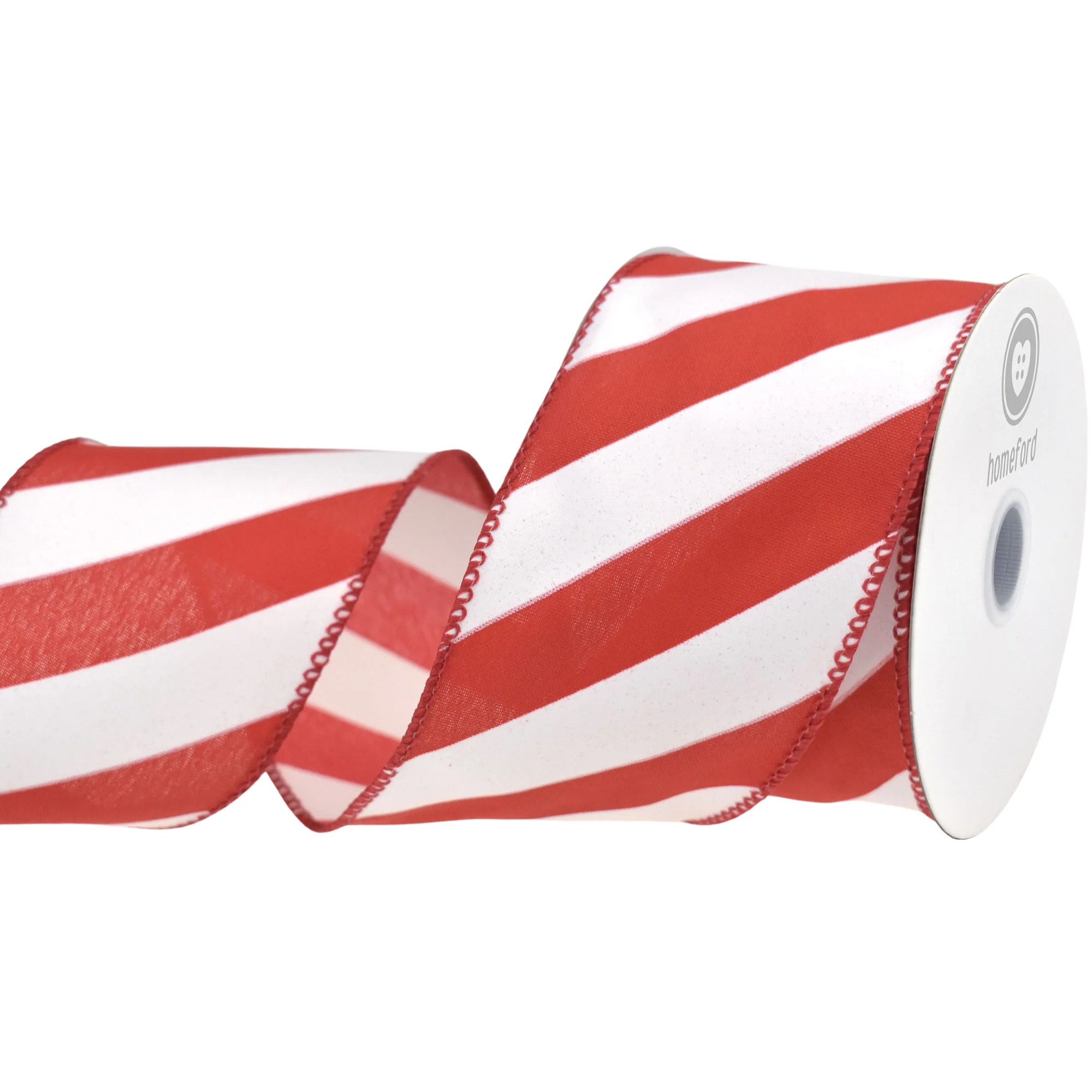 Christmas Candy Cane Glossy Stripe Wired Ribbon, 10-yard - Image 9
