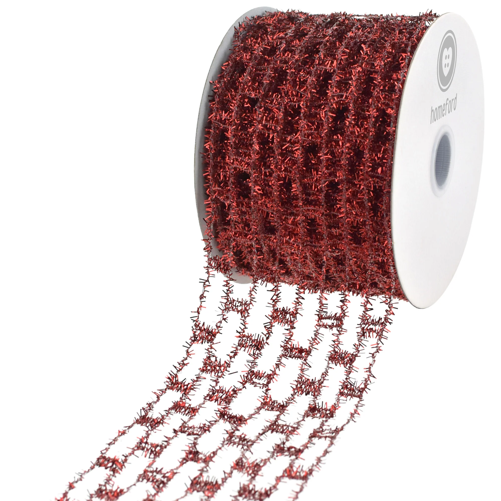 Christmas Expandable Sparkle Tinsel Wired Ribbon, 2-1/2-inch, 10-yard - Image 2