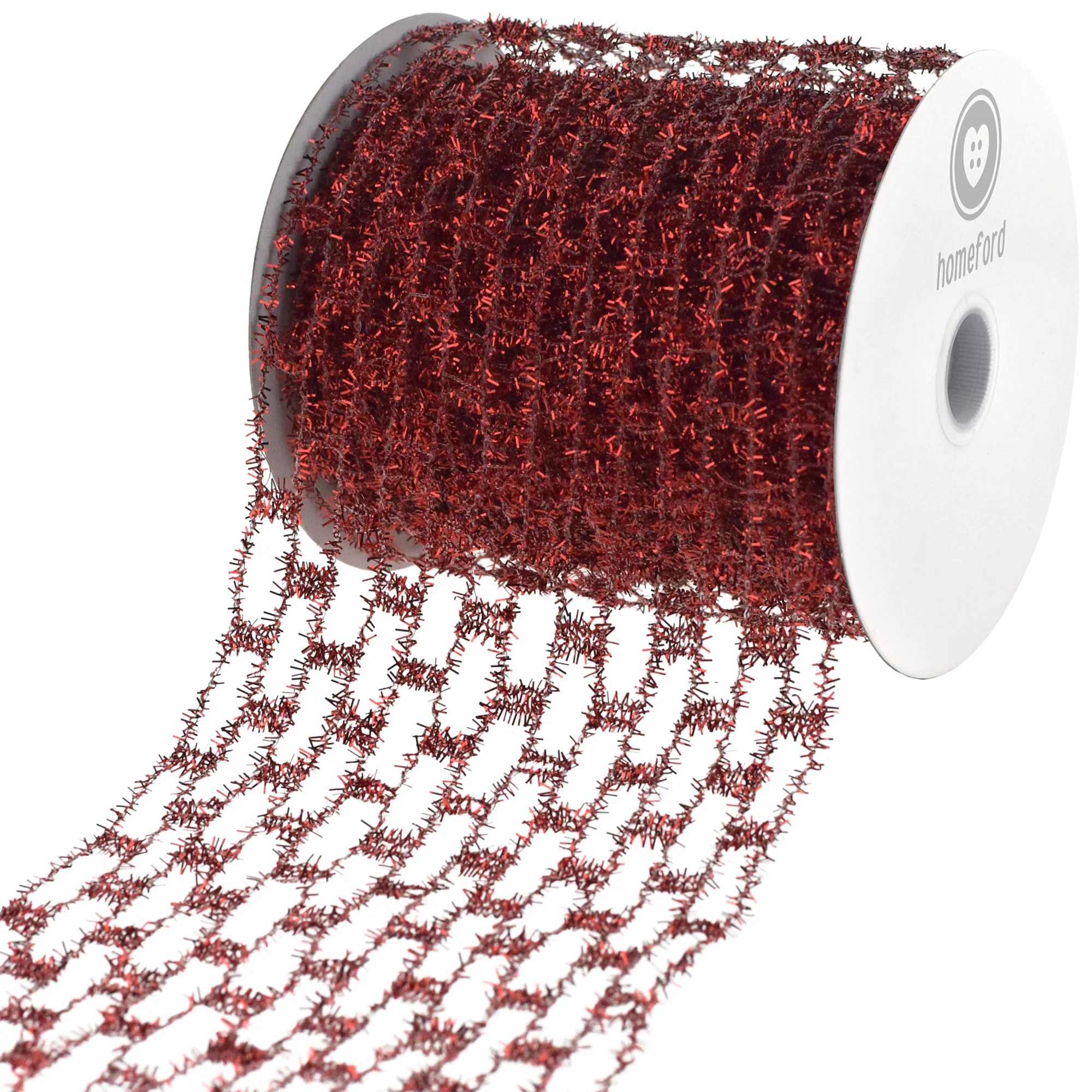 Christmas Expandable Sparkle Tinsel Wired Ribbon, 4-inch, 10-yard - Image 2