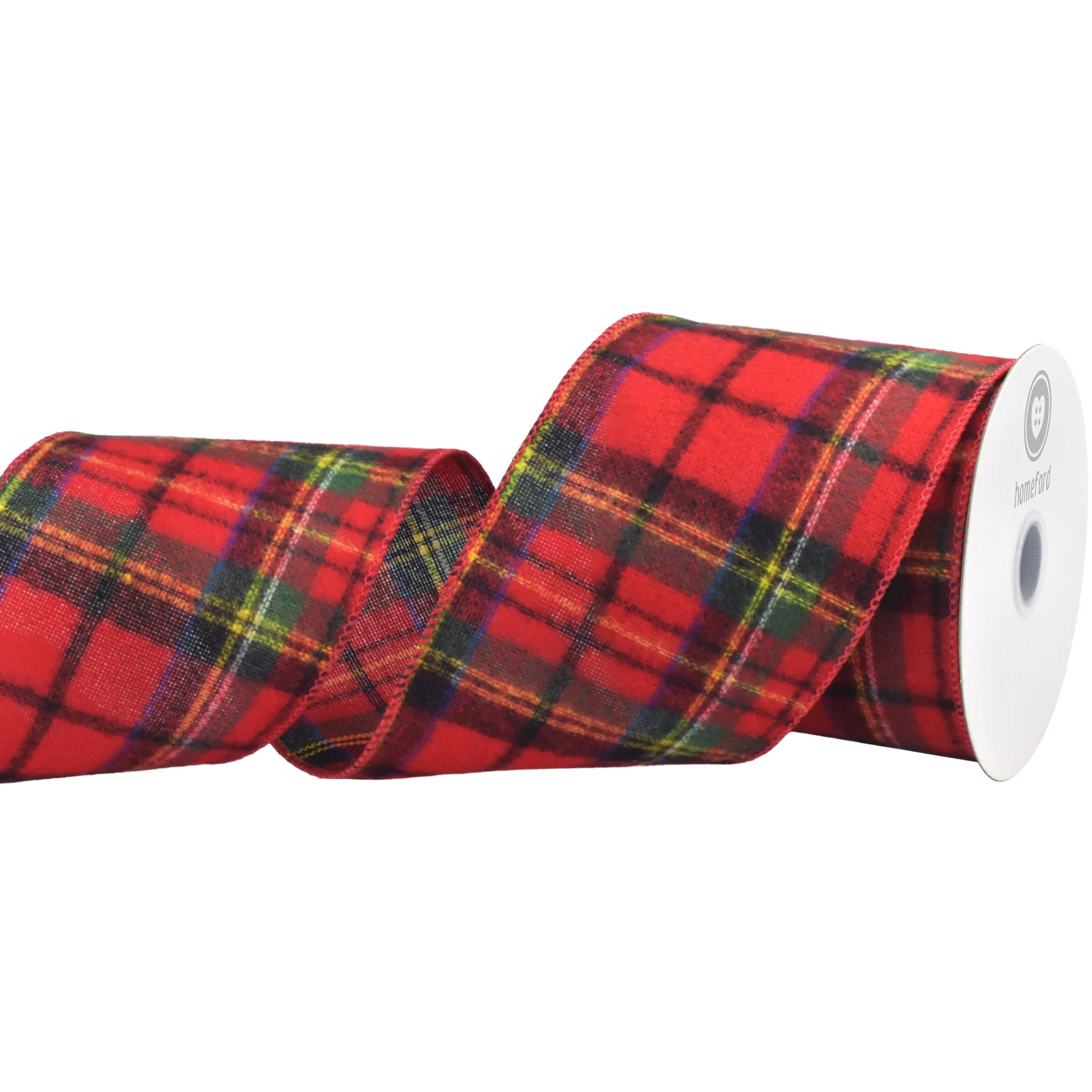 Christmas Flannel Plaid Wired Edge Ribbon, Red/Blue/Green, 10-Yard - Image 4