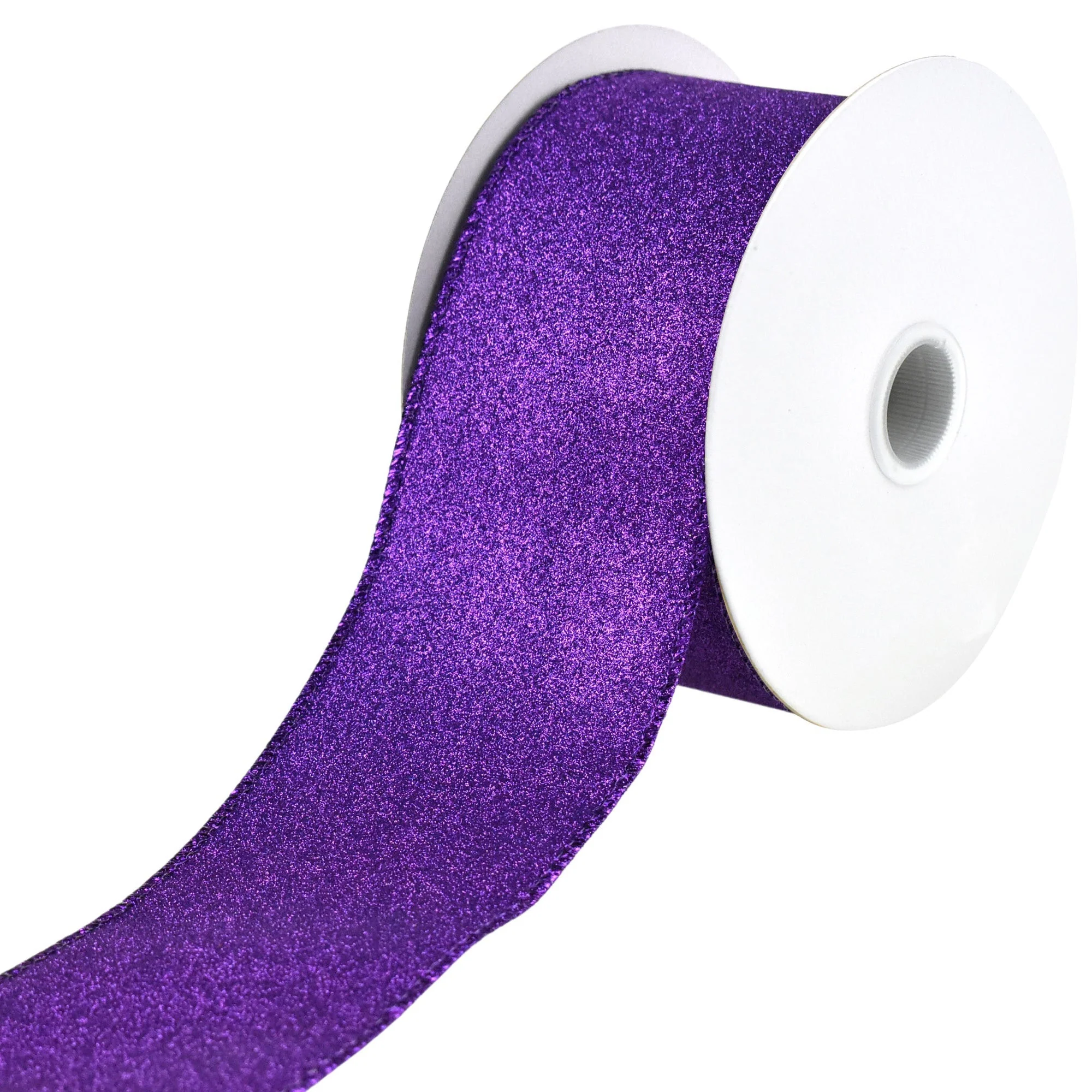 Christmas Flat Glitter Wired Edge Ribbon, 10-Yard - Image 37