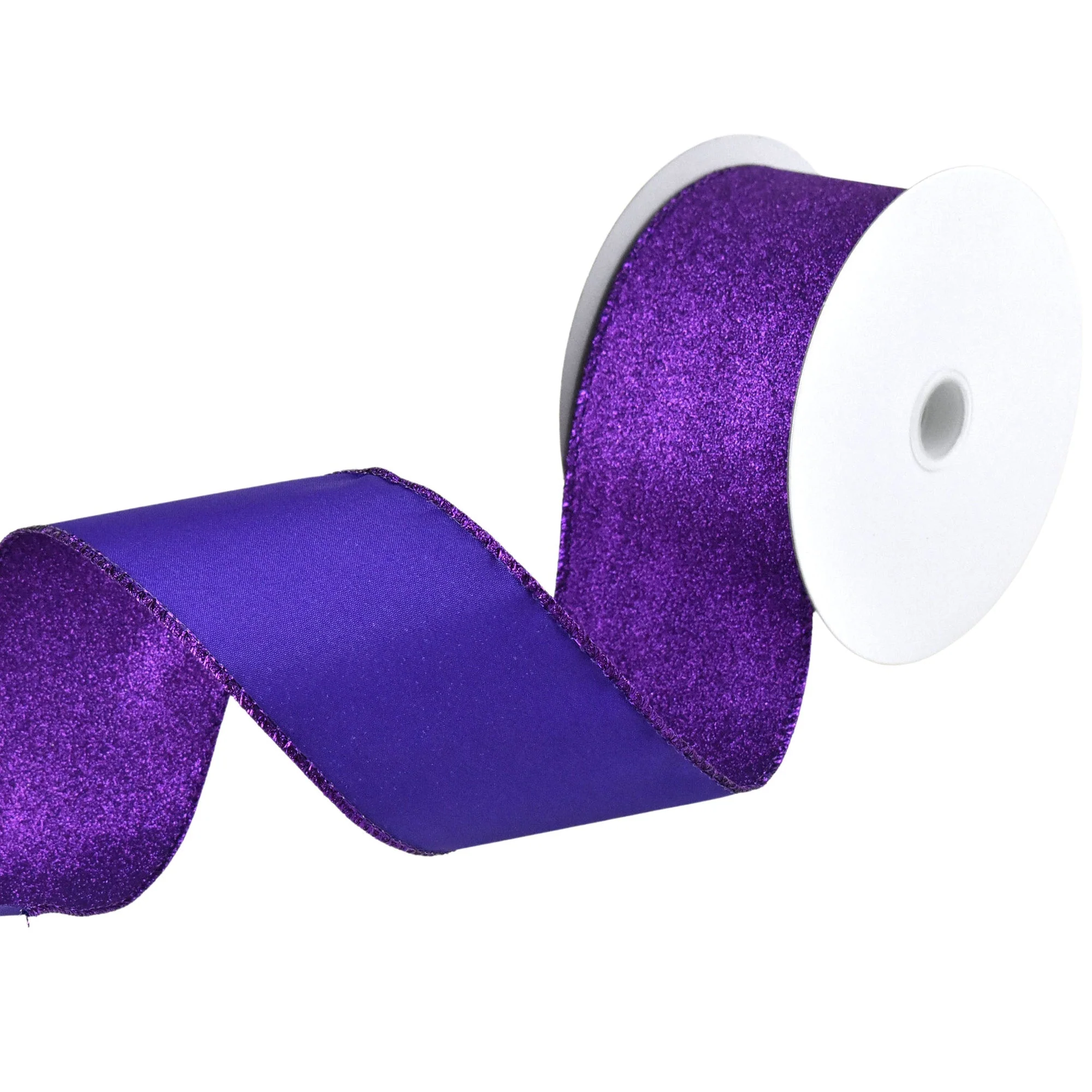 Christmas Flat Glitter Wired Edge Ribbon, 10-Yard - Image 39