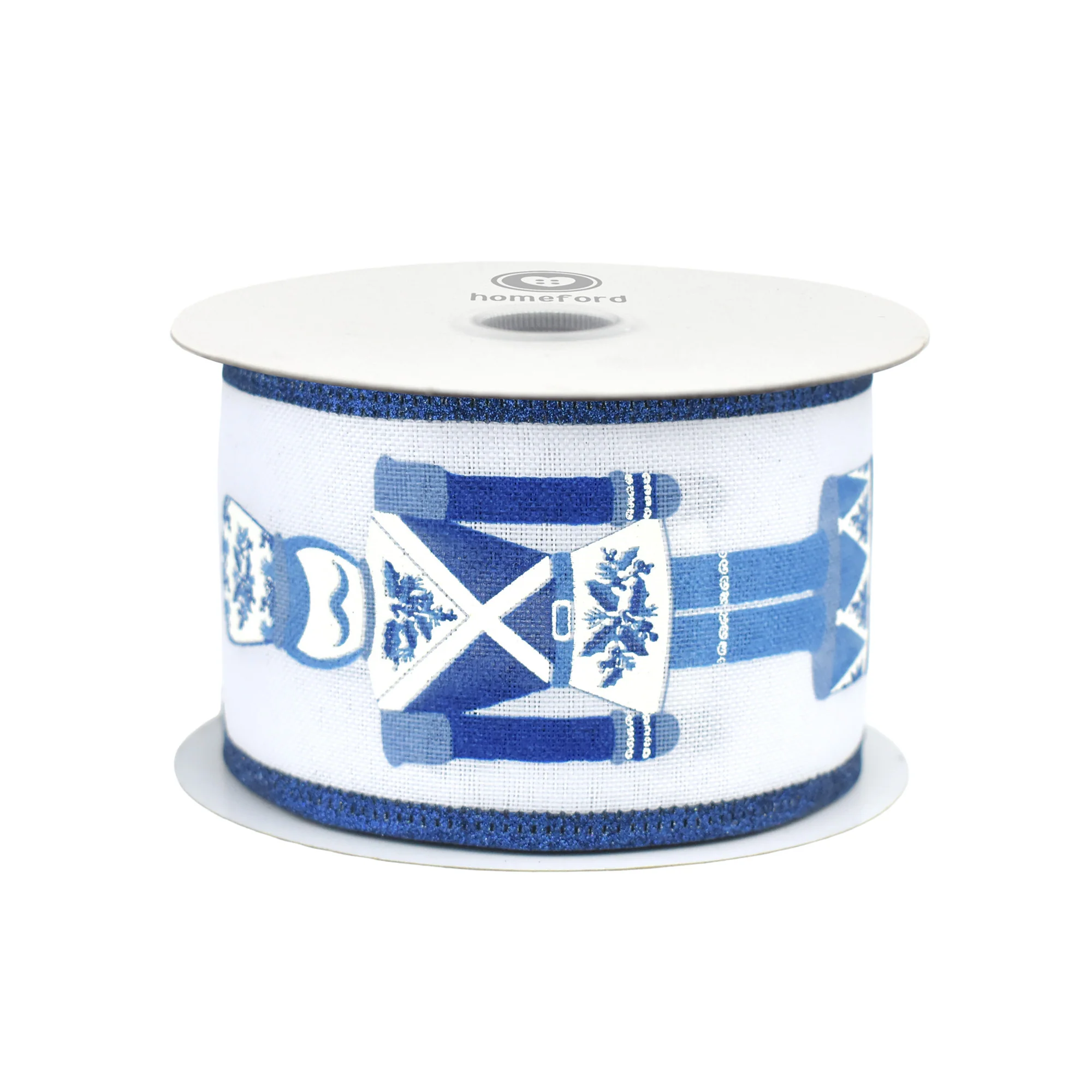 Christmas Glittered Chinoiserie Nutcracker Wired Ribbon, 10-yard - Image 3