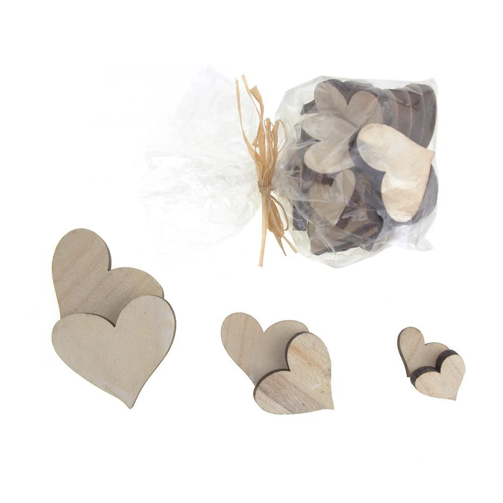 Christmas Heart Wooden Craft Cutouts, 3 Sizes, 30 Piece - Image 3