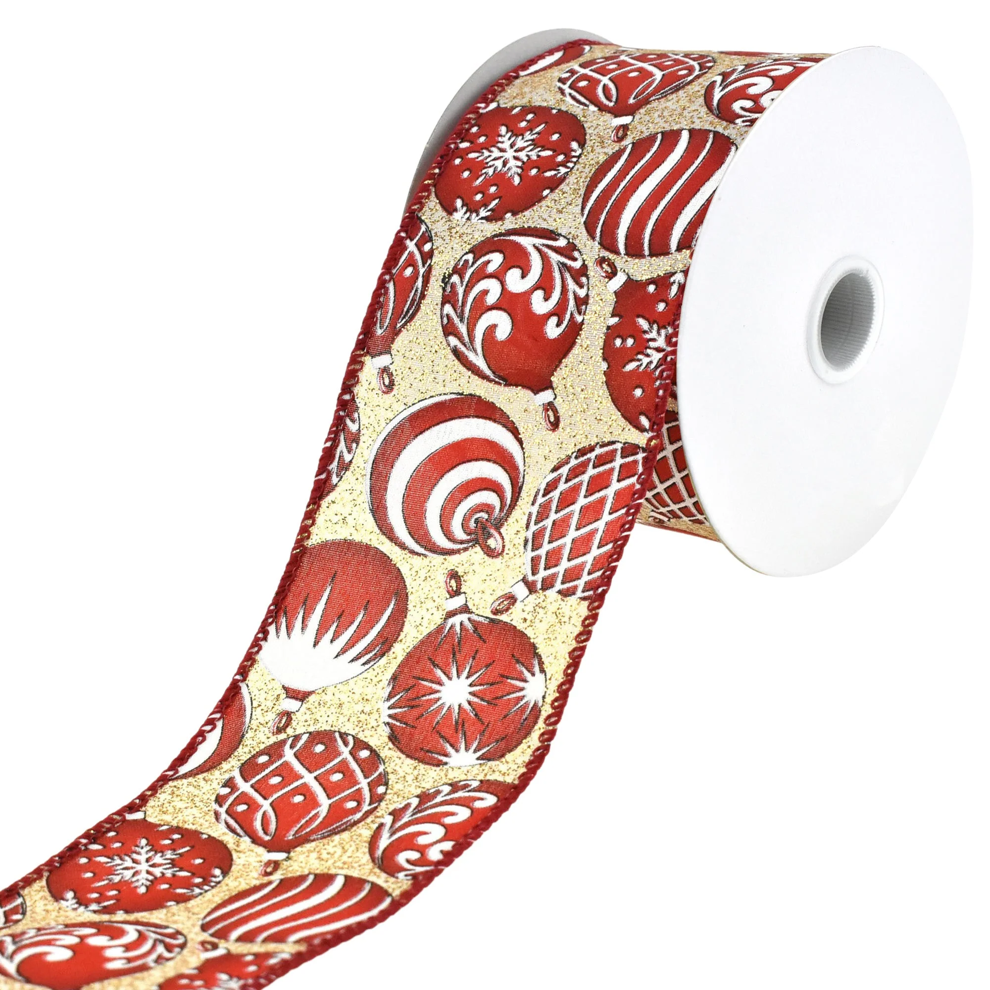 Christmas Iridescent Ornaments Wired Ribbon, 2-1/2-Inch, 10-Yard - Image 3