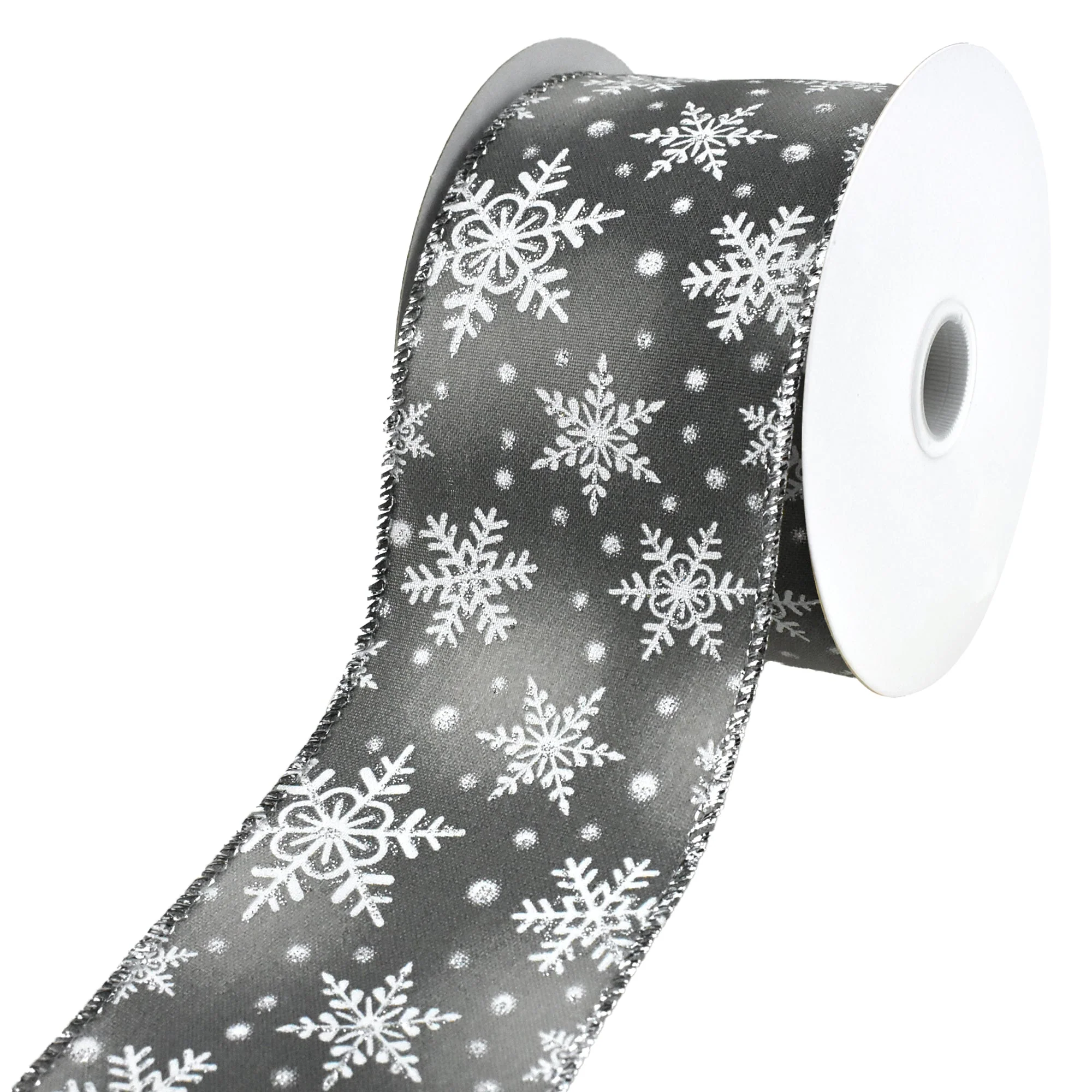 Christmas Snowflakes Satin Wired Ribbon, 10-yard - Image 7