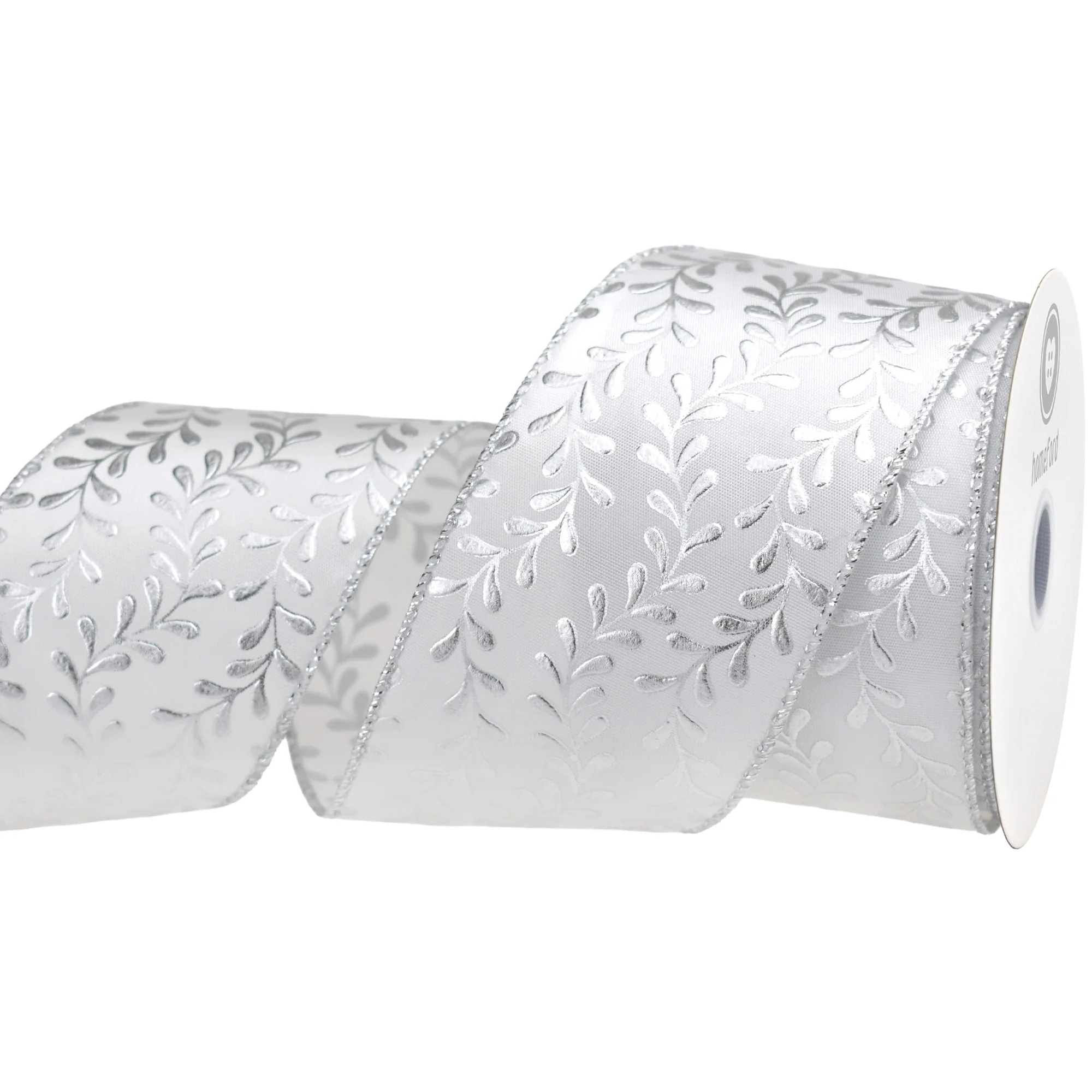 Christmas Metallic Embossed Vines Satin Wired Ribbon, 10-yard - Image 6