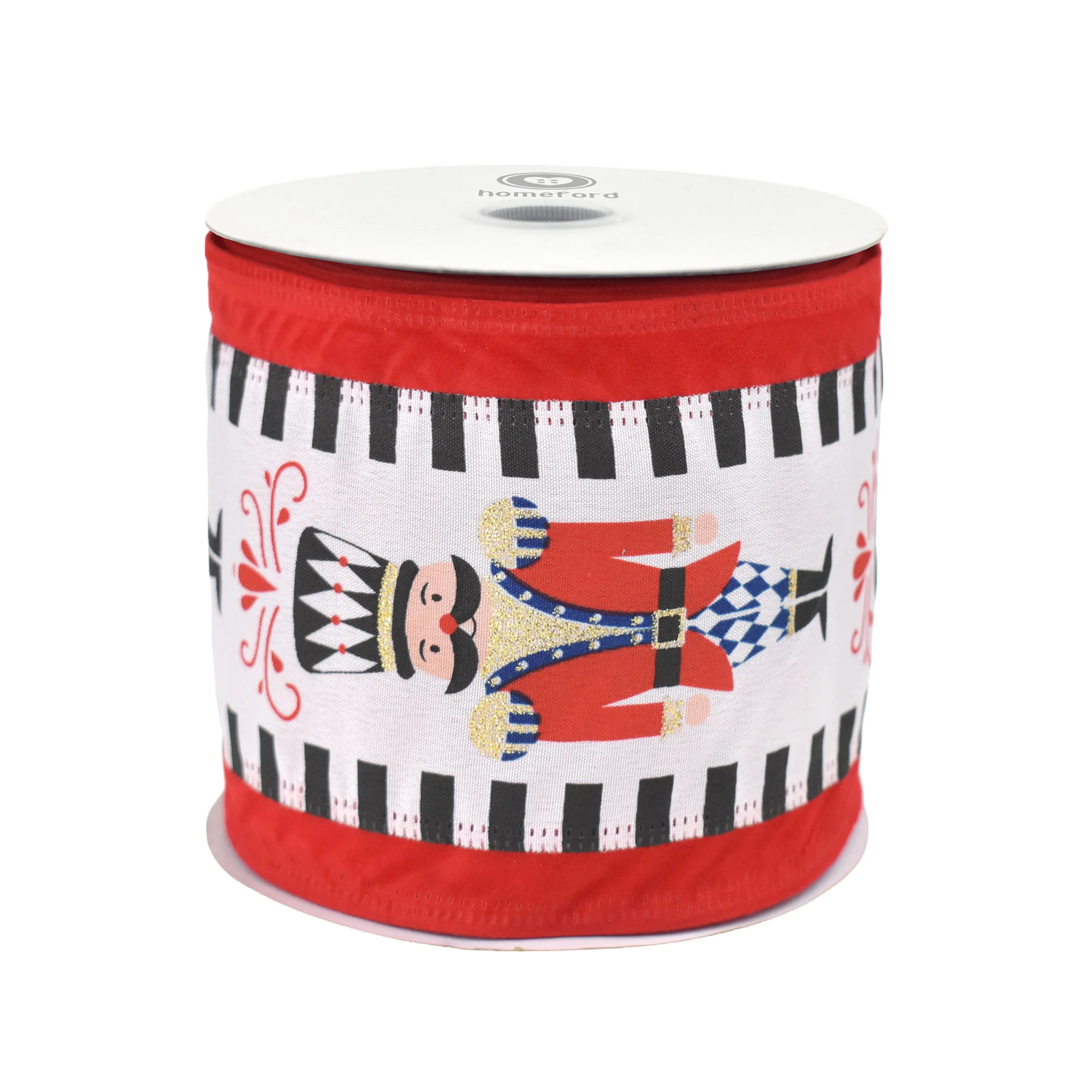 Christmas Nutcracker Dash Velvet Edge Wired Ribbon, 10-yard - Image 3