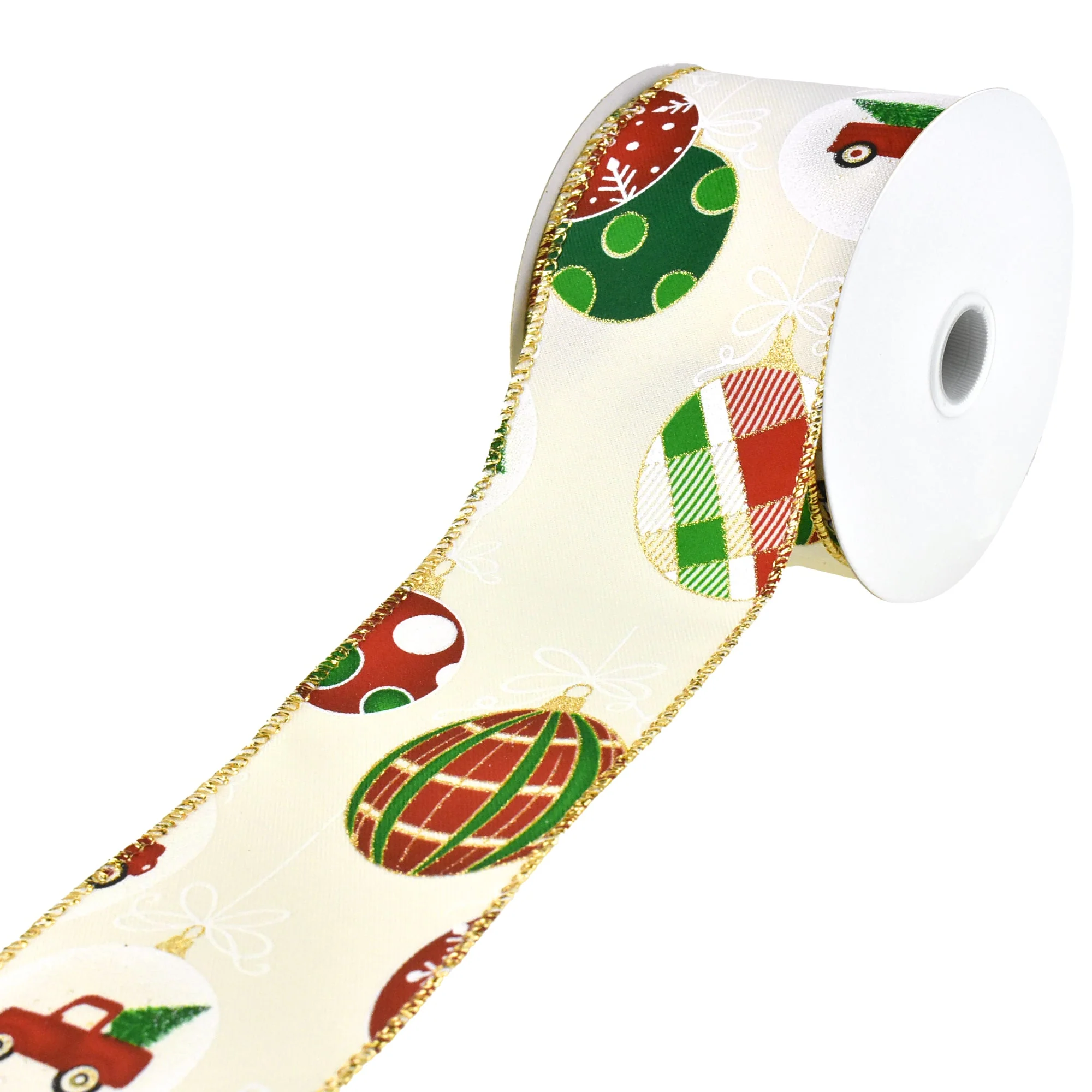 Christmas Ornaments Wired Ribbon, 2-1/2-Inch, 10-Yard - Image 2