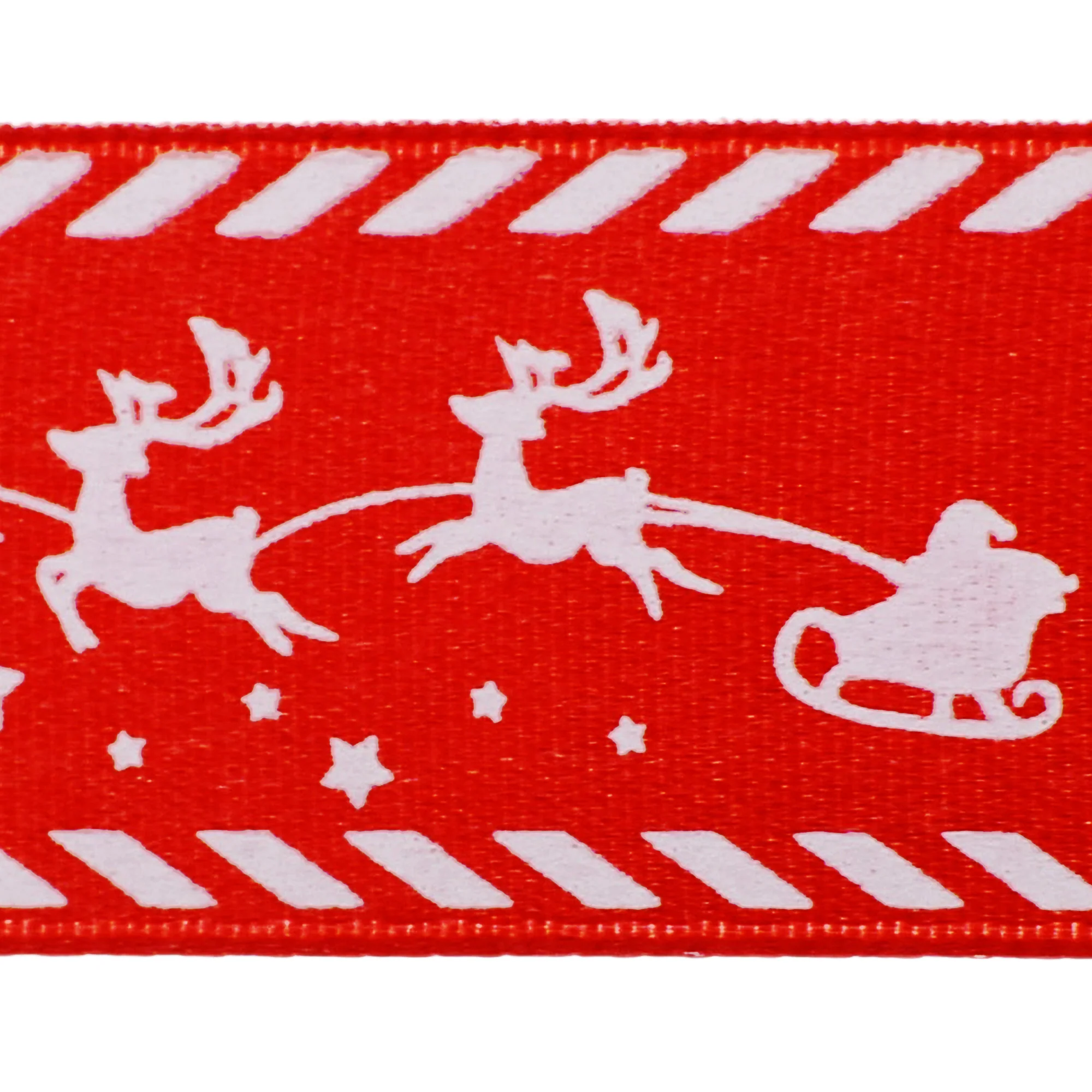 Christmas Santa Reindeer Sleigh Satin Ribbon, 10-yard - Image 3