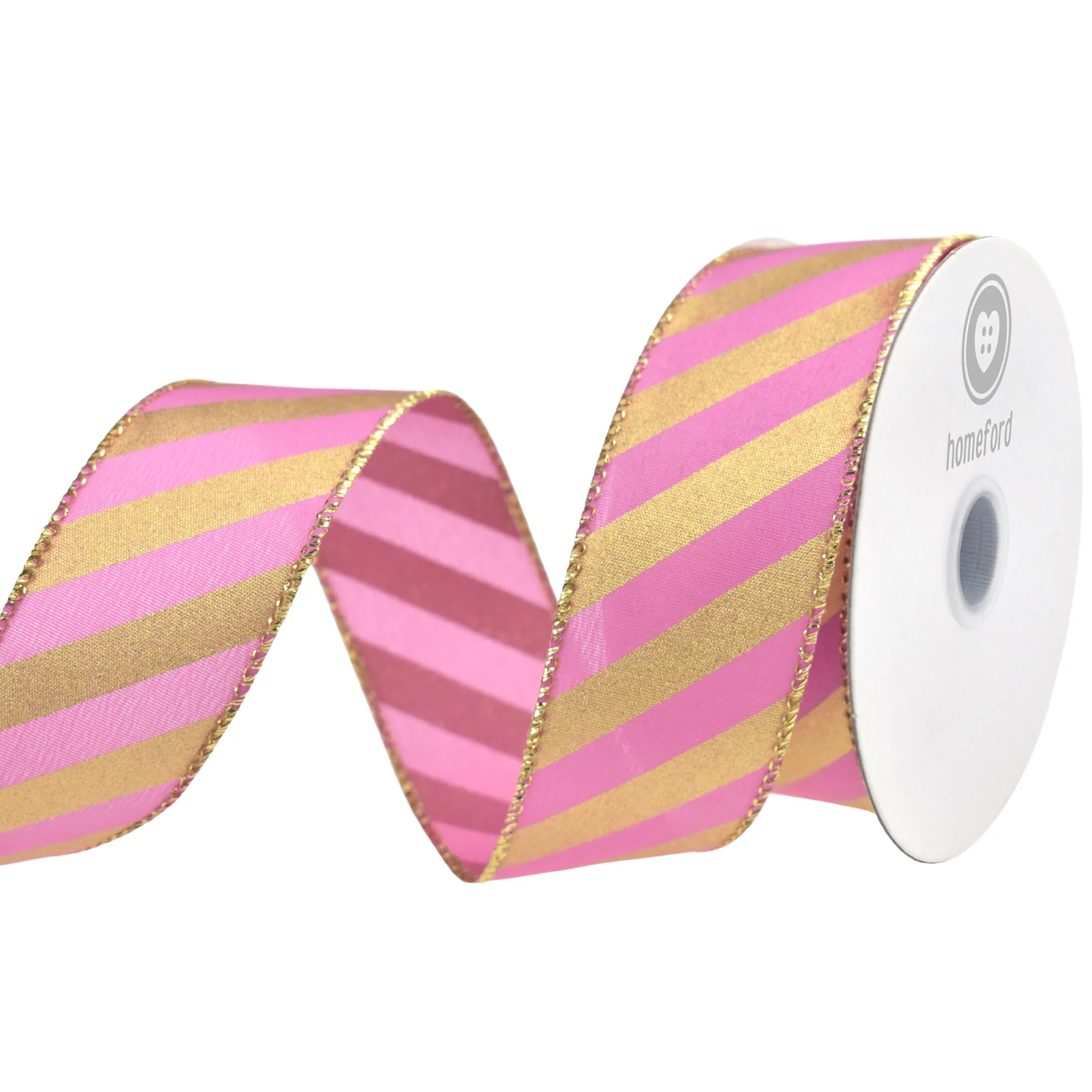 Christmas Satin Diagonal Stripes Wired Ribbon, 10-yard - Image 3