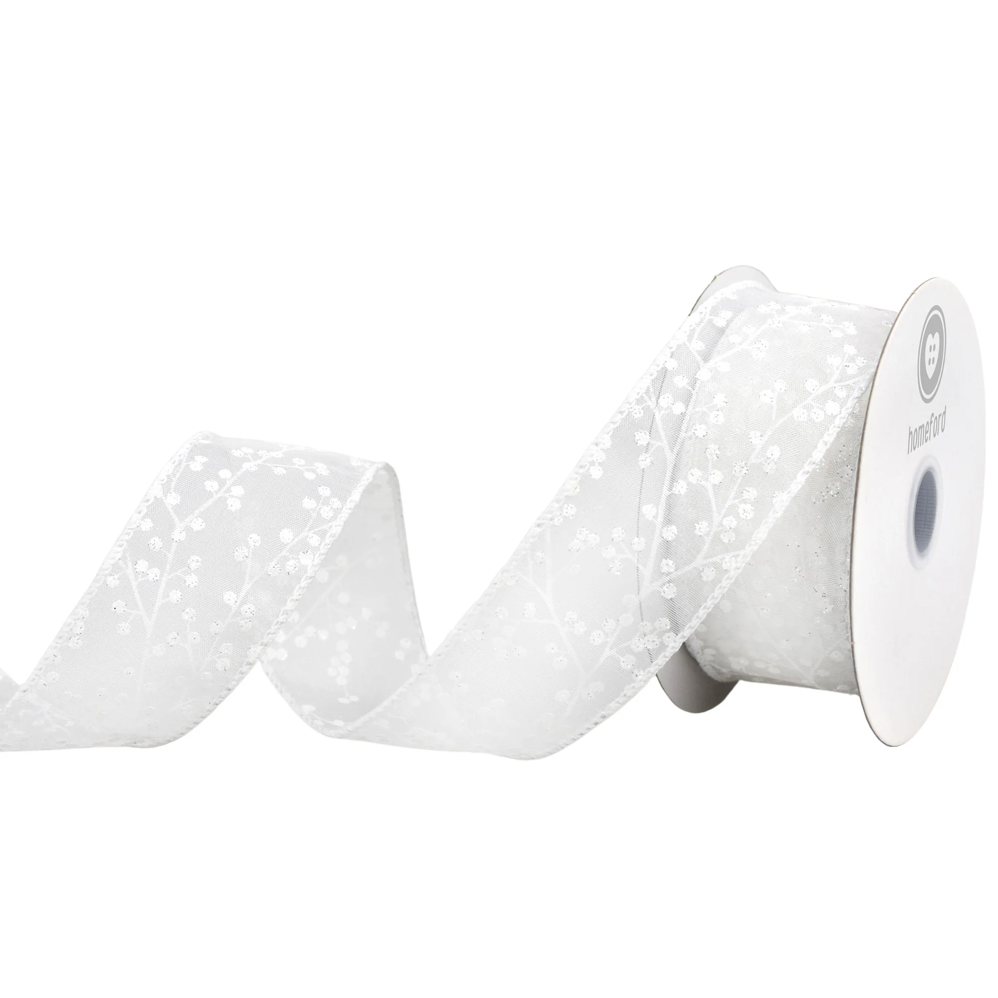 Christmas Sheer Organza Berry Branch Wired Ribbon, 1-1/2-inch, 10-yard - Image 2