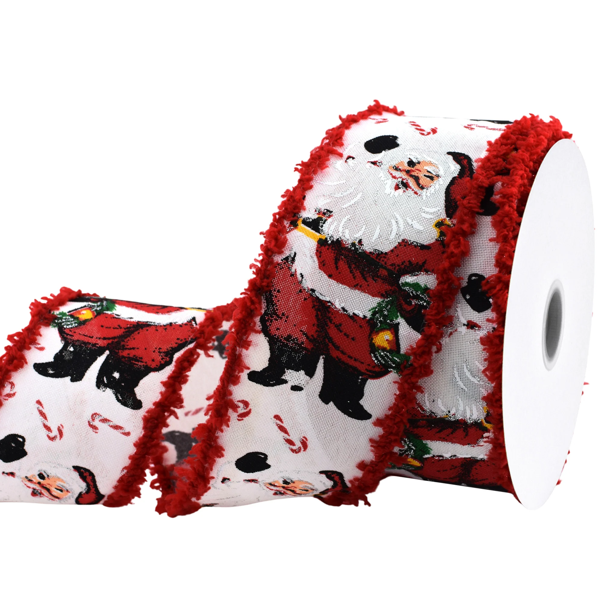Christmas Smiling Santas Frizette Edge Wired Ribbon, 2-1/2-inch, 10-yard - Image 2