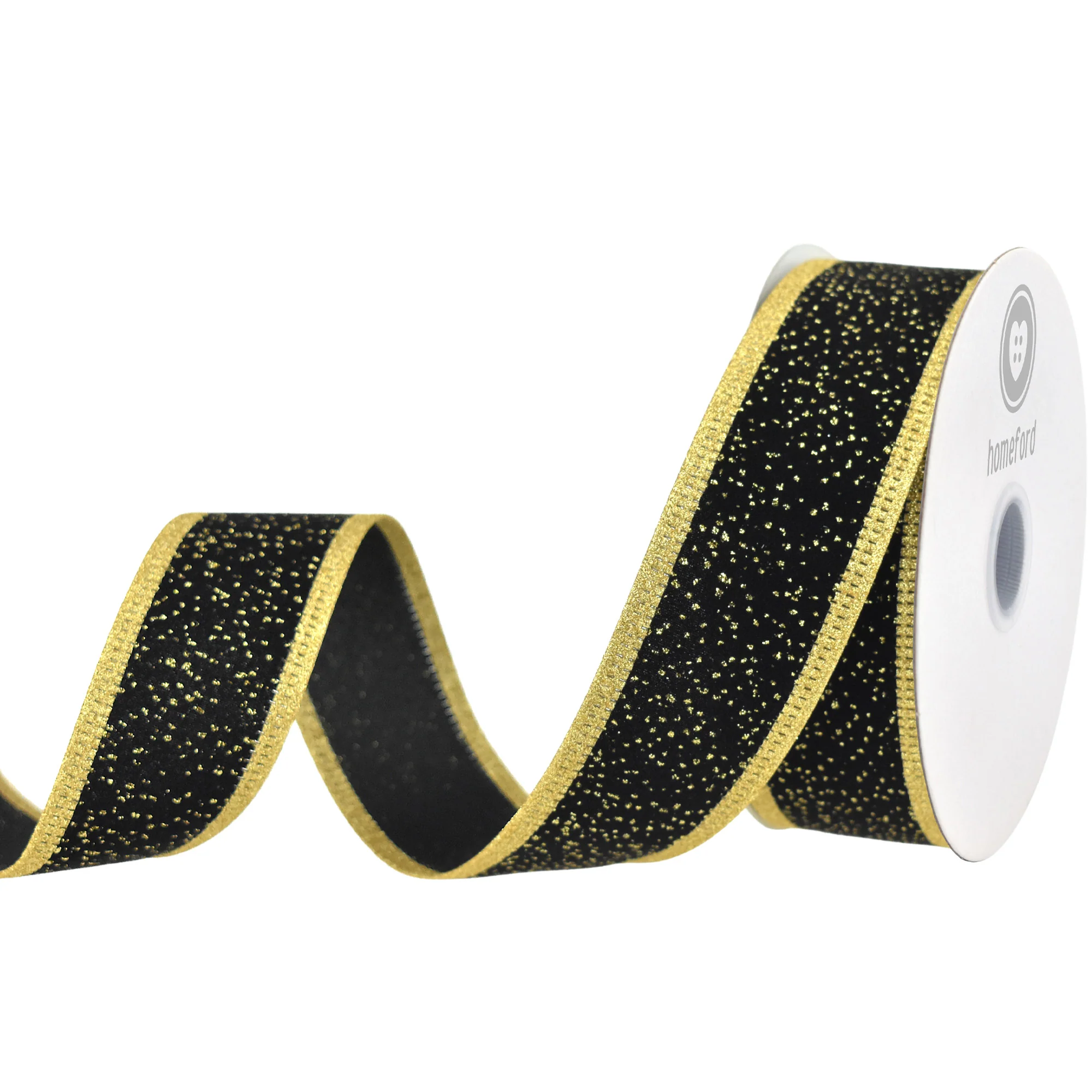 Christmas Sparkle Velvet Wired Ribbon, 10-yard - Image 3