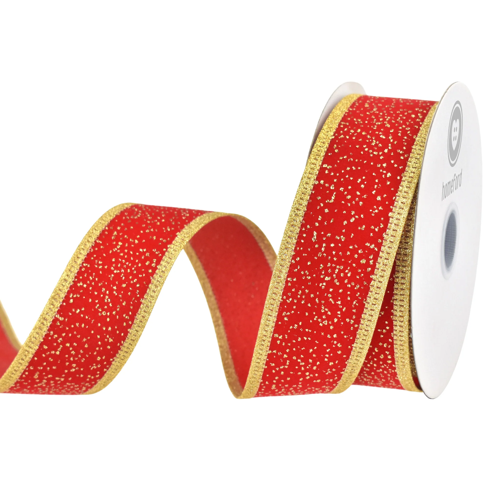 Christmas Sparkle Velvet Wired Ribbon, 10-yard - Image 6