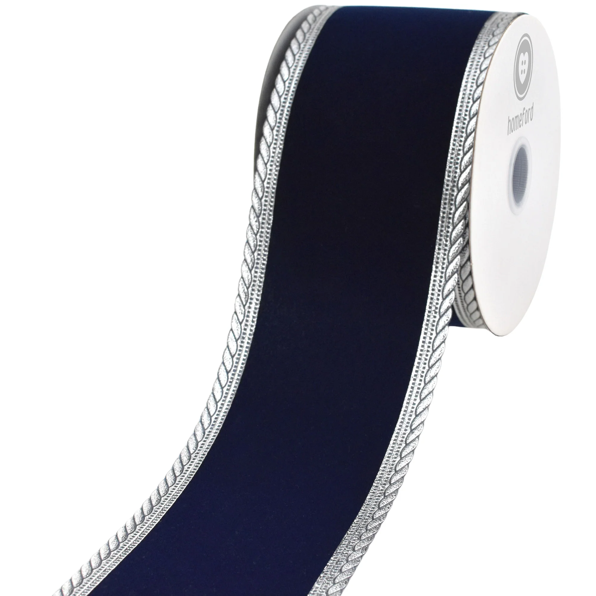 Christmas Velvet Metallic Scalloped Edge Wired Ribbon, 2-1/2-inch, 10-yard - Image 5