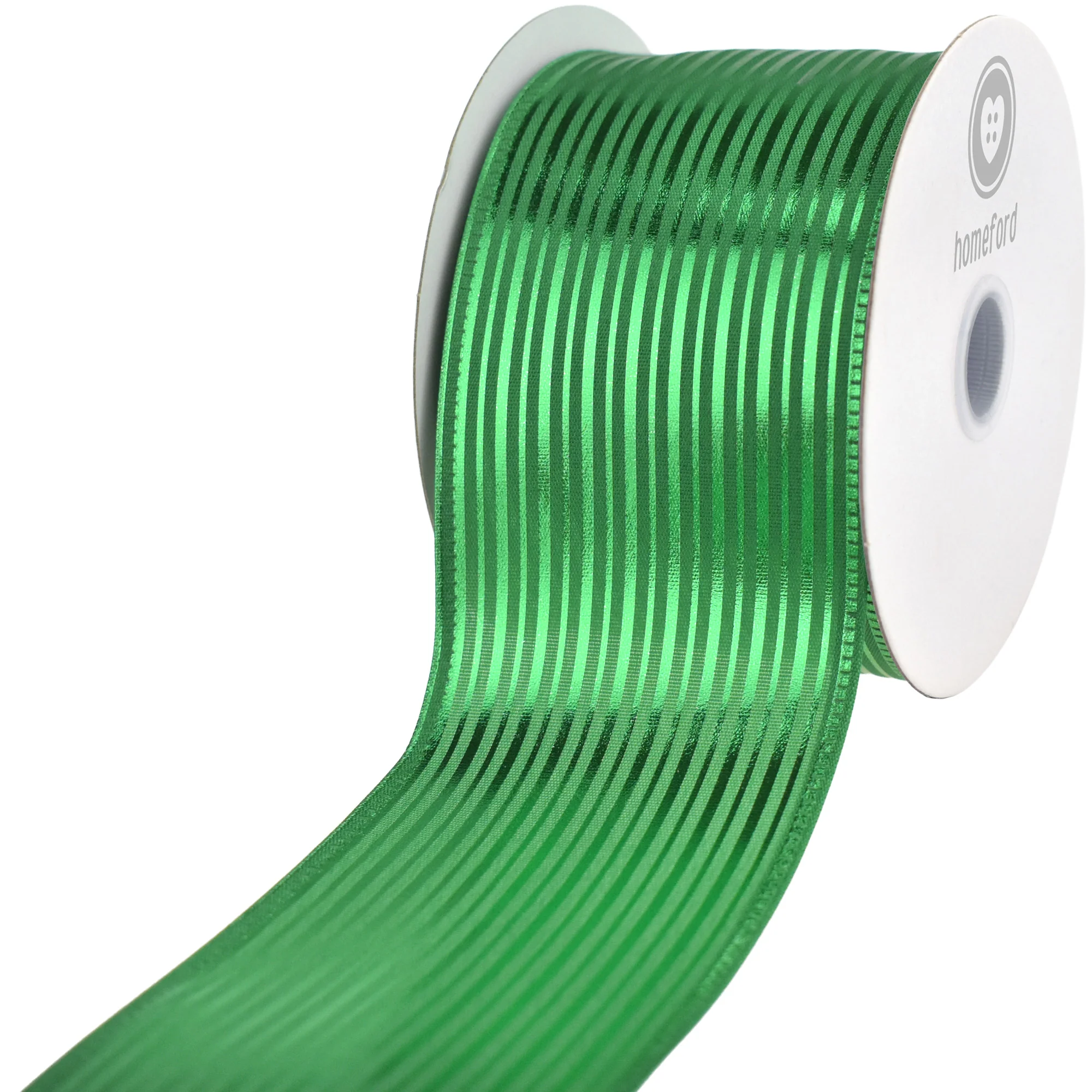 Christmas Vertical Grain Stripes Wired Ribbon, 10-yard - Image 3