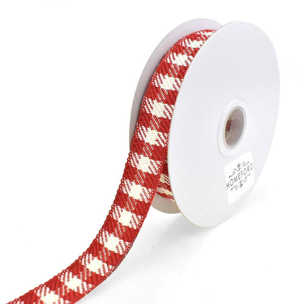 Christmas Woven Buffalo Plaid Ribbon, 7/8-Inch, 10-Yard - Image 3