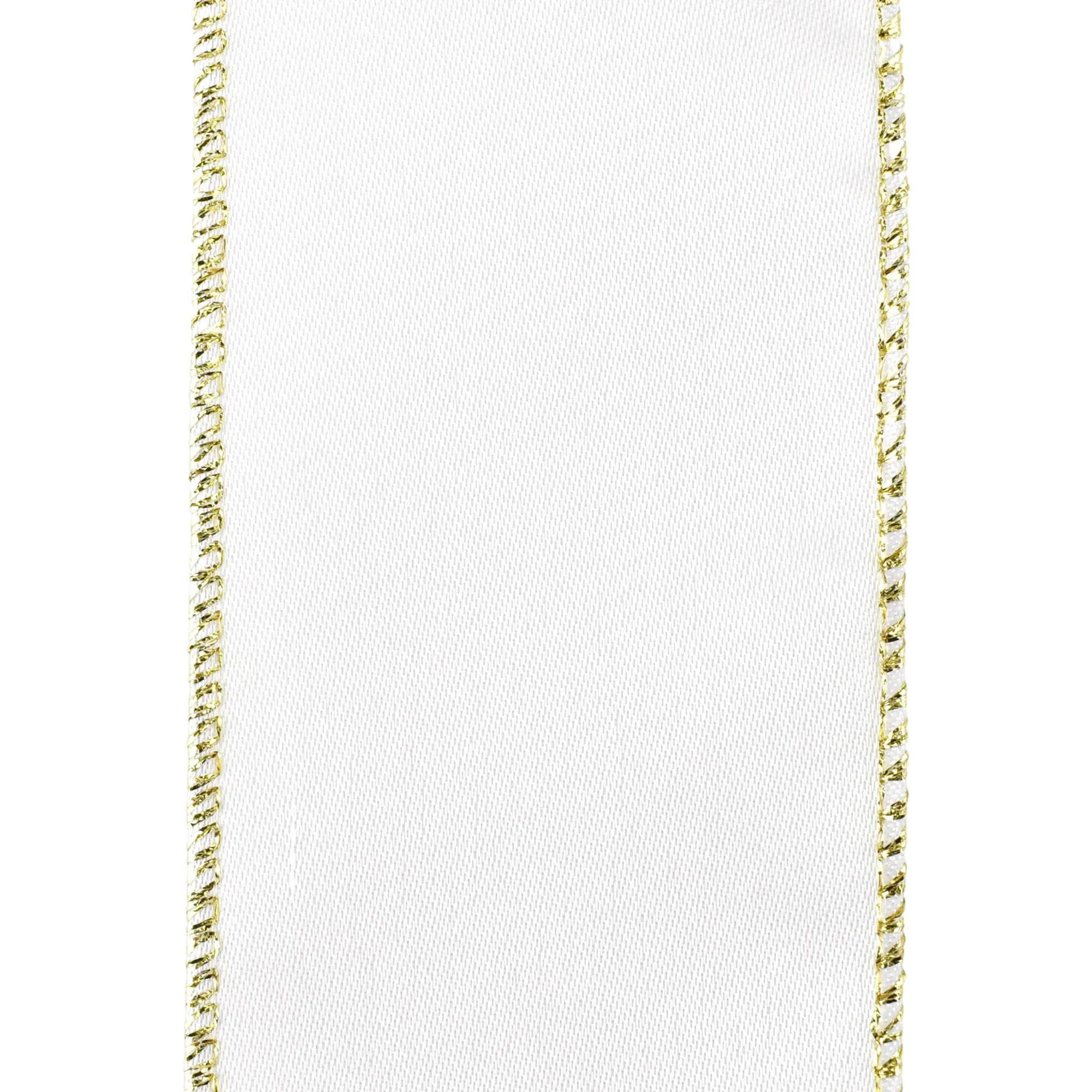 Classic Satin Metallic Edge Wired Ribbon, 2-1/2-Inch, 10-Yard - White/Gold - Image 3