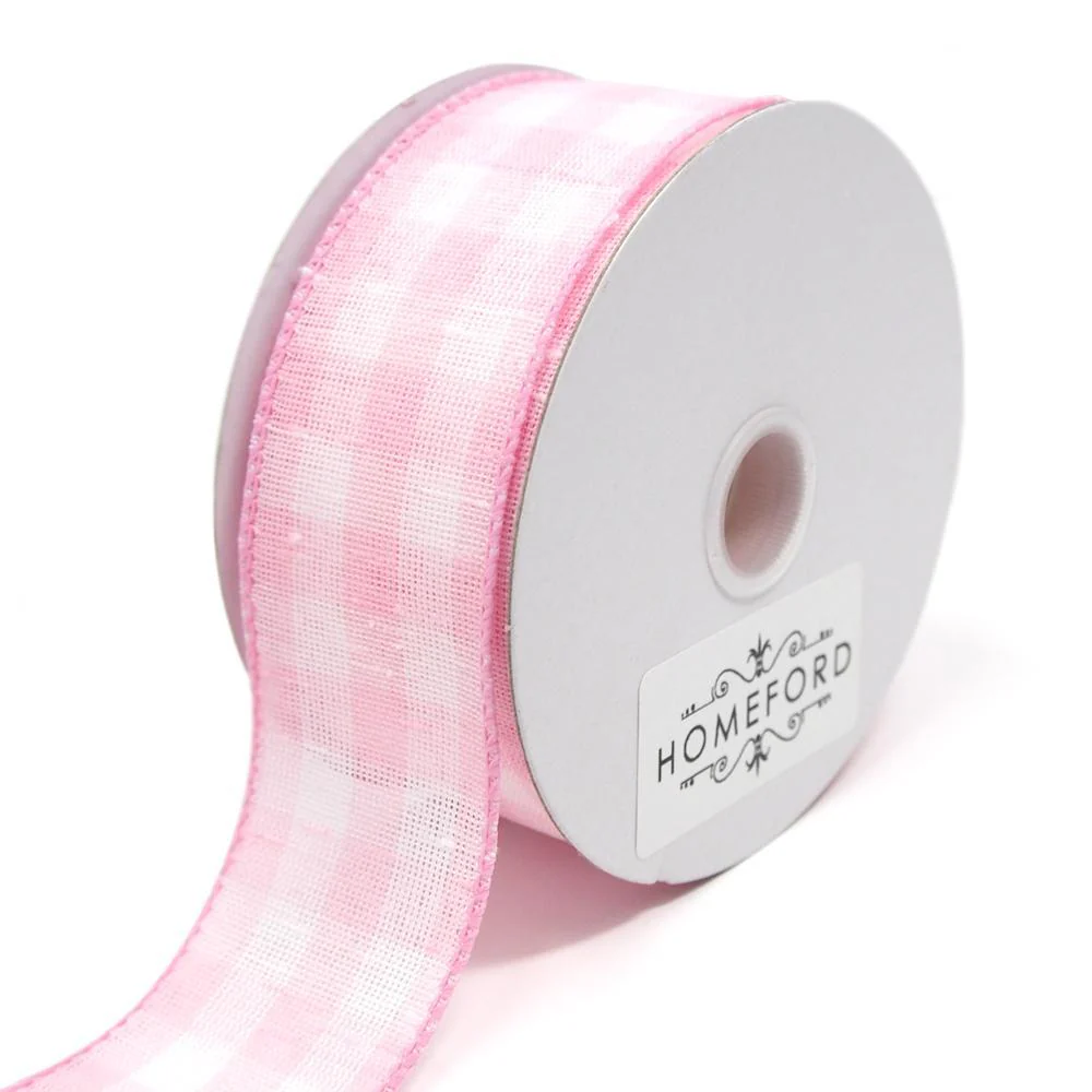 Colorful Gingham Checkered Linen Wired Ribbon, 10 Yards - Image 10