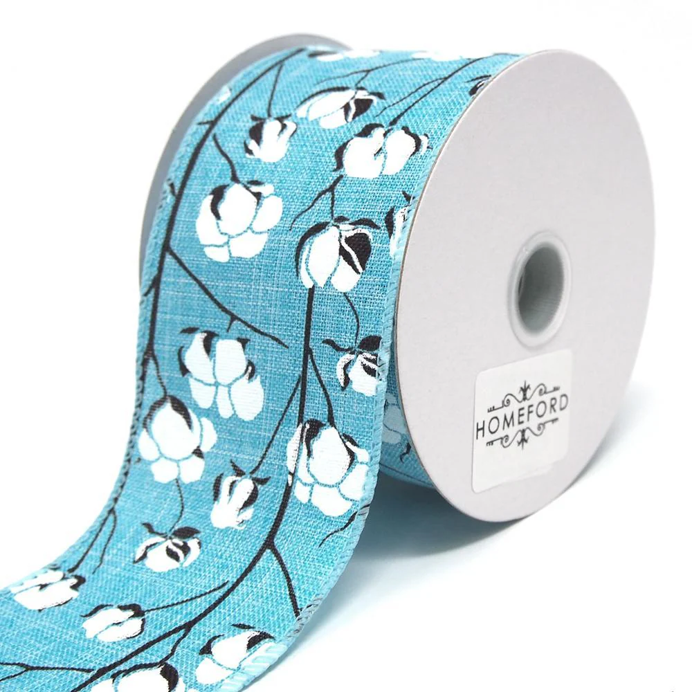Cotton Boll Stems Linen Ribbon, 10 Yards - Image 5