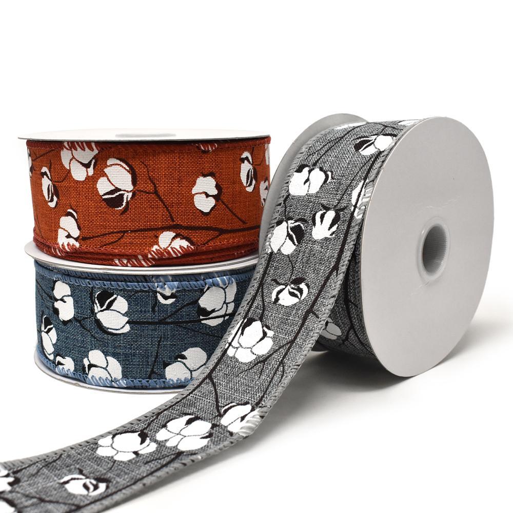 Cotton Boll Stems Linen Ribbon, 10 Yards - Image 6